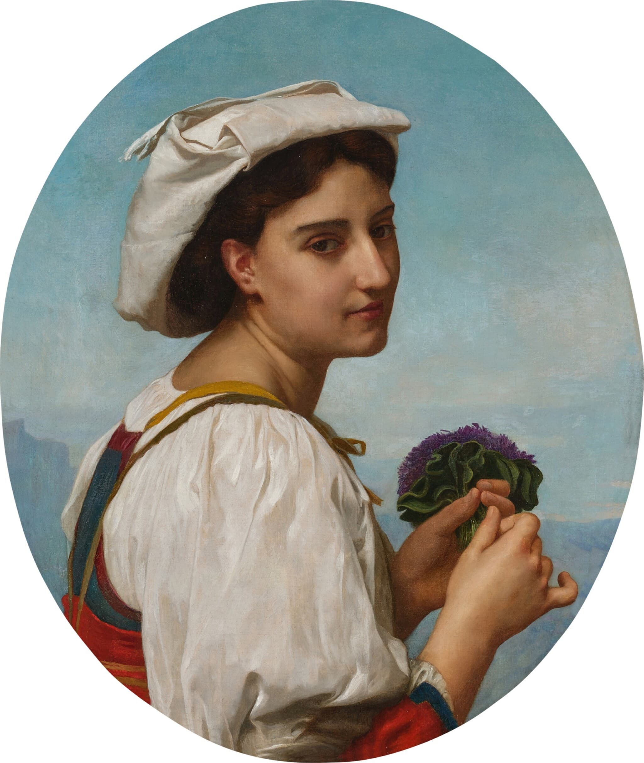《紫罗兰花束》（Le Bouquet de violettes）｜威廉-阿道夫·布格罗 William-Adolphe Bouguereau｜1870