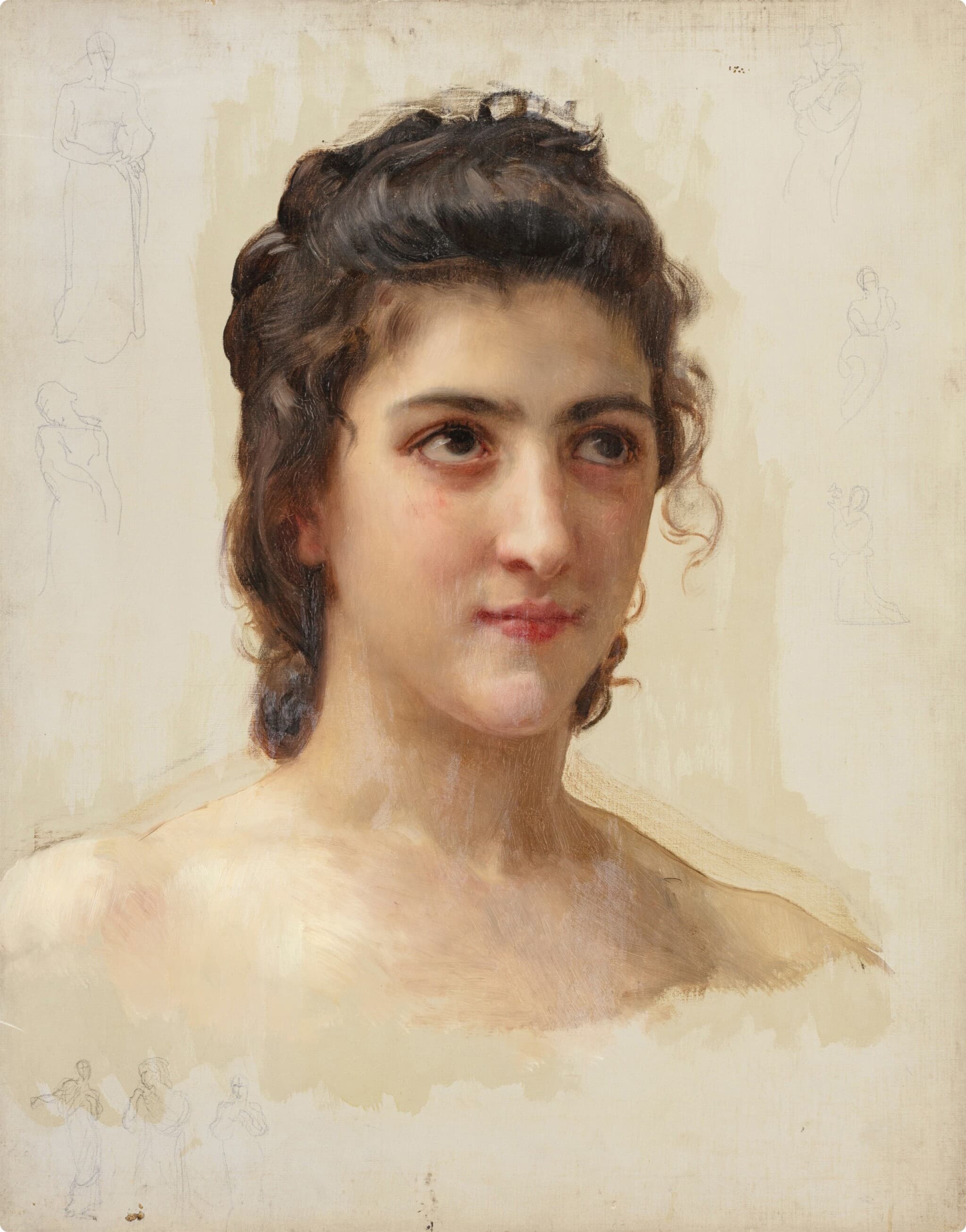 《加布里埃勒·德伦泽尔肖像习作》（Portrait Study of Gabrielle Drunzer）｜威廉-阿道夫·布格罗 William-Adolphe Bouguereau｜不明