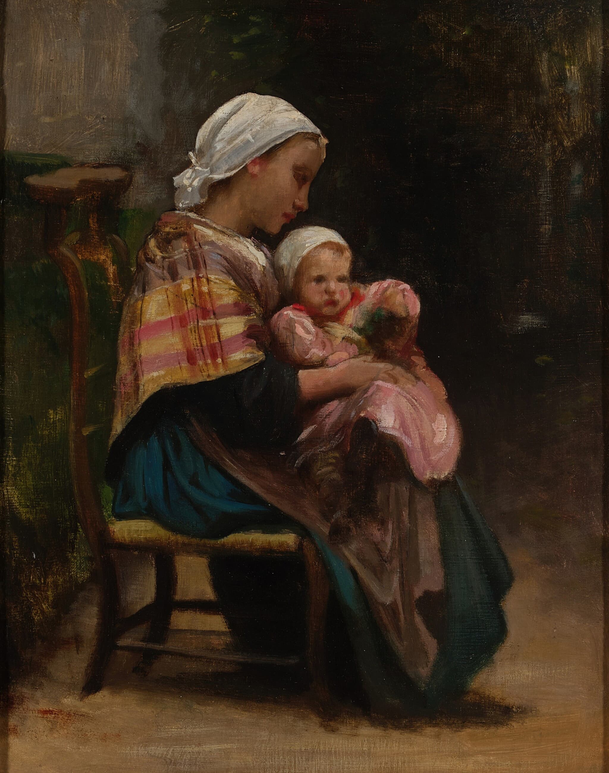 《母与子习作》（Study of a Mother and Child）｜威廉-阿道夫·布格罗 William-Adolphe Bouguereau｜不明