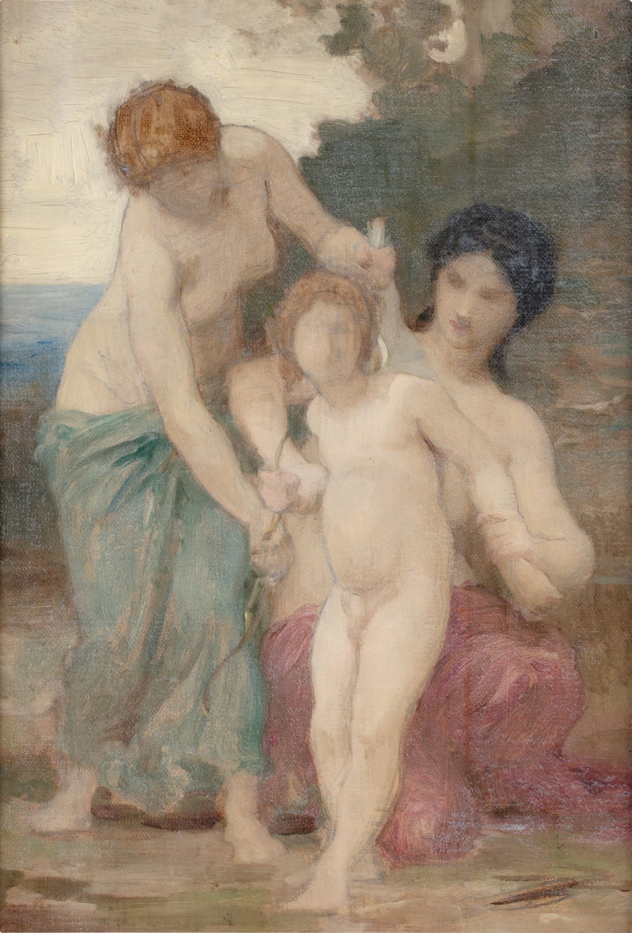 《两位女子与小爱神》（Two women & putto）｜威廉-阿道夫·布格罗 William-Adolphe Bouguereau｜不明
