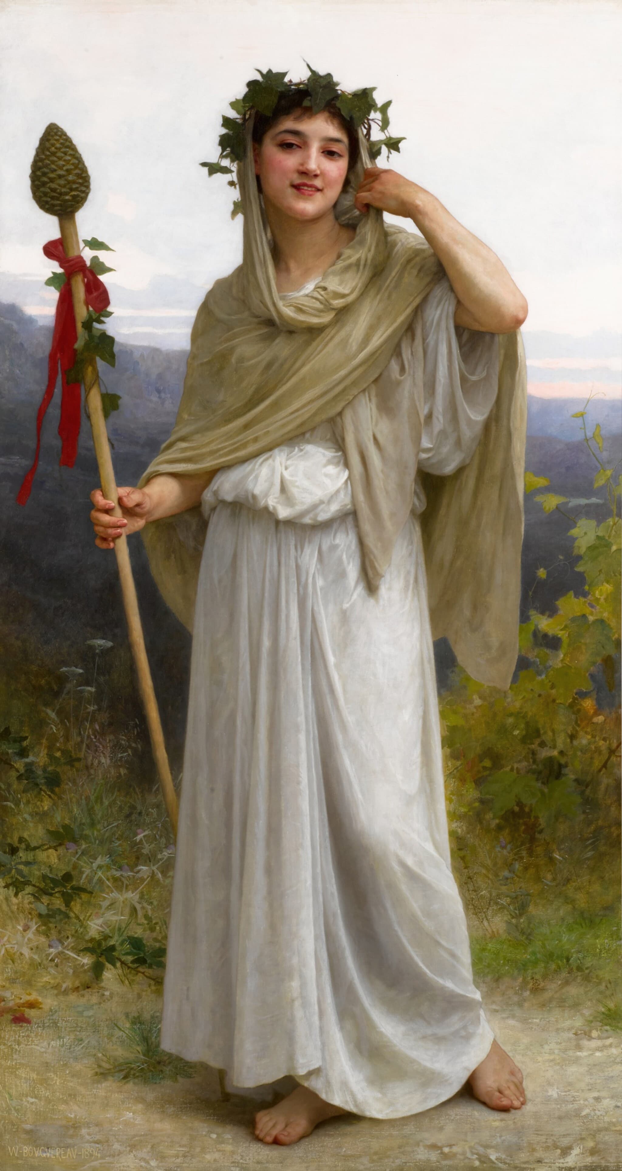 《酒神女祭司》（Prêtresse de Bacchus）｜威廉-阿道夫·布格罗 William-Adolphe Bouguereau｜1894