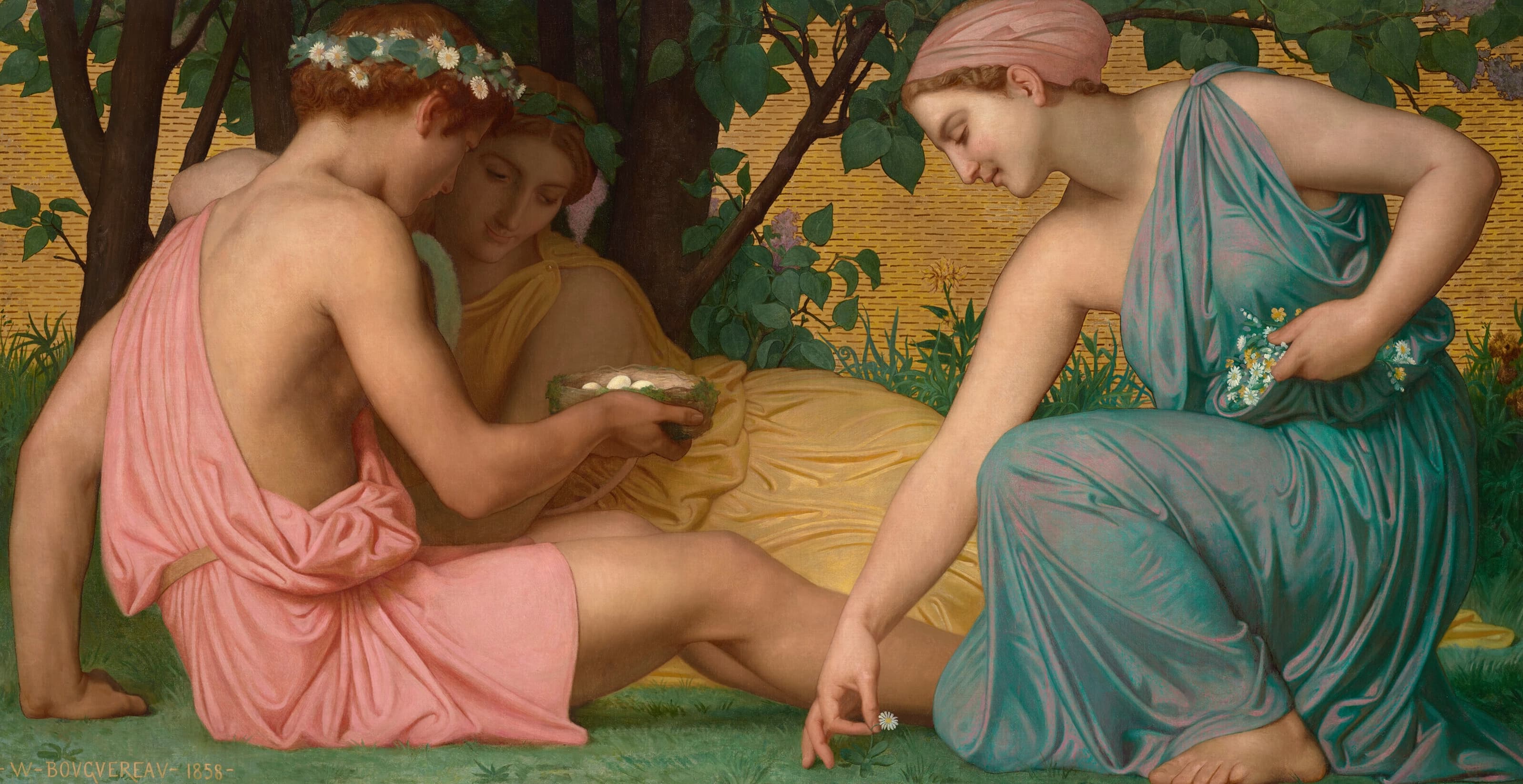 《春天》（Le printemps）｜威廉-阿道夫·布格罗 William-Adolphe Bouguereau｜1858