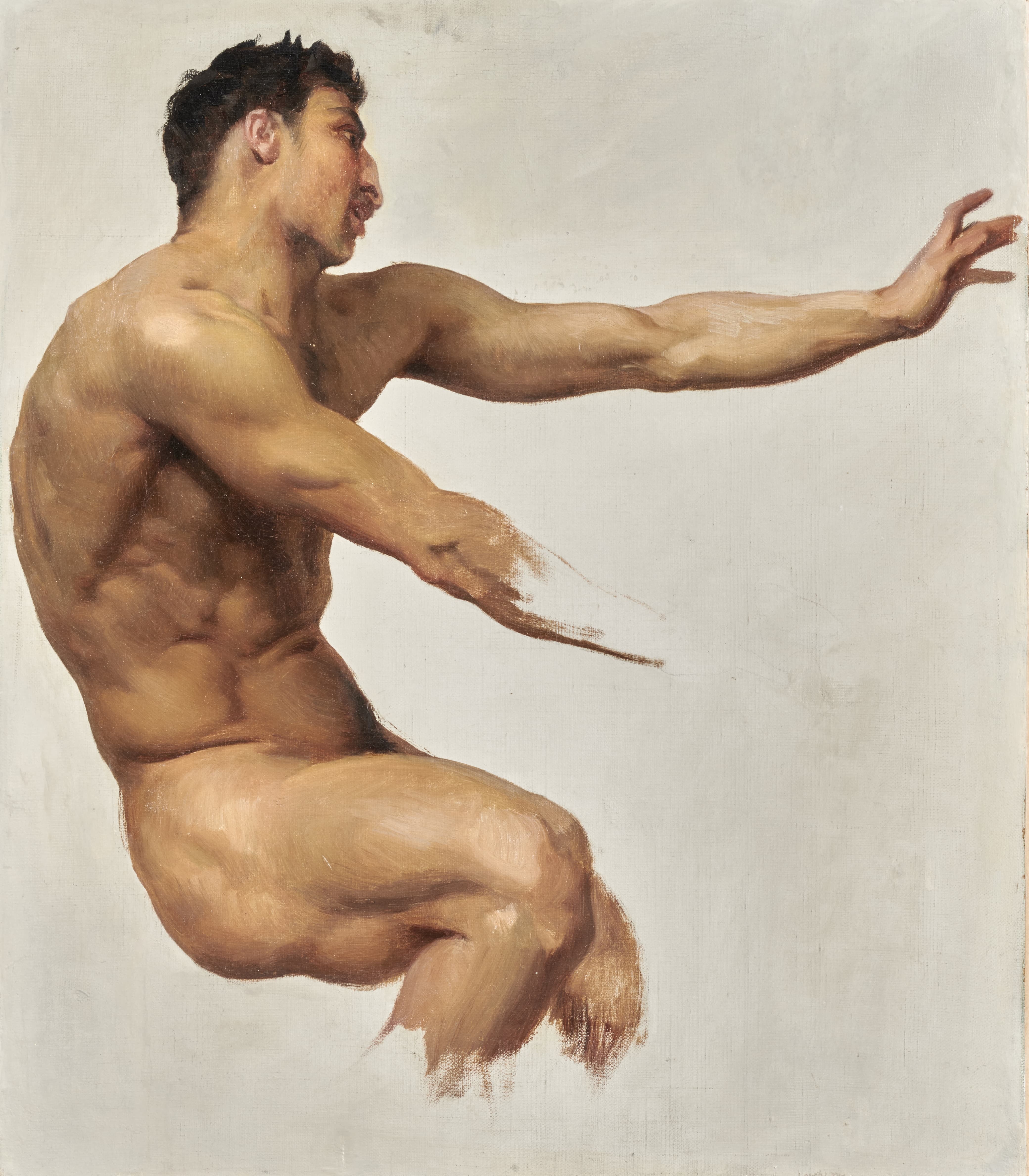 《《宁芙与萨堤尔》的萨堤尔习作》（Study Of Satyr For Nymphs And Satyr）｜威廉-阿道夫·布格罗 William-Adolphe Bouguereau｜约 1873