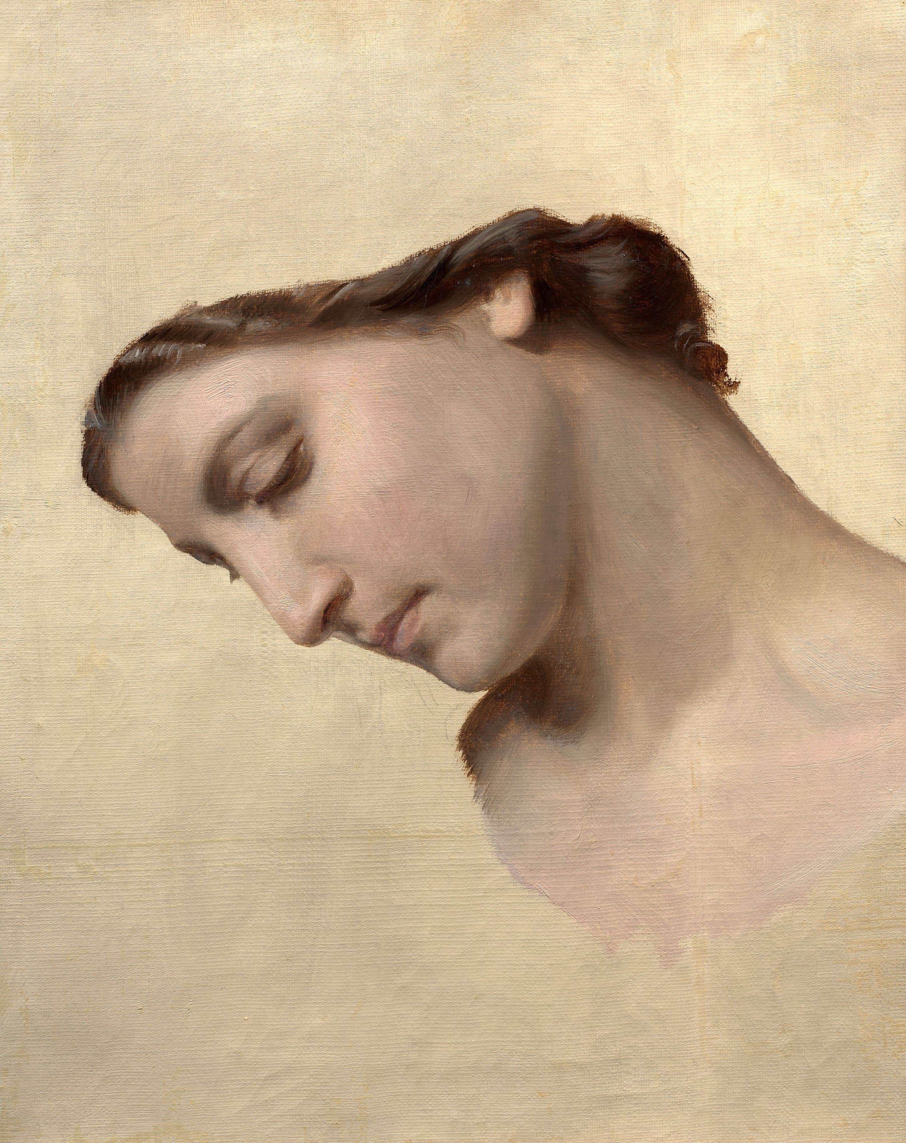 《女子头像习作》（Study of a feminine head）｜威廉-阿道夫·布格罗 William-Adolphe Bouguereau｜不明