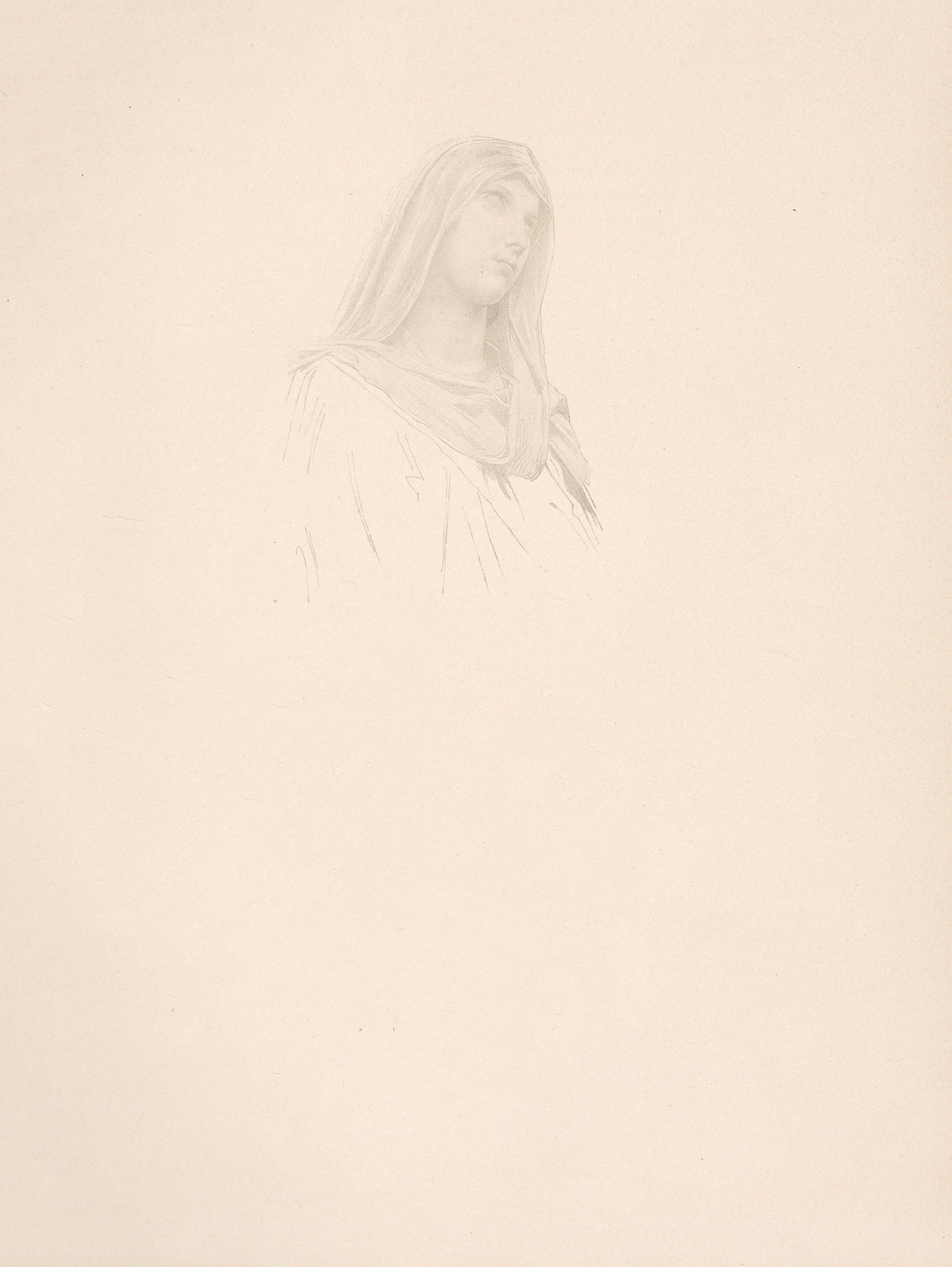 《圣母头像习作（二）》（Étude de tète de vierge）｜威廉-阿道夫·布格罗 William-Adolphe Bouguereau｜19世纪