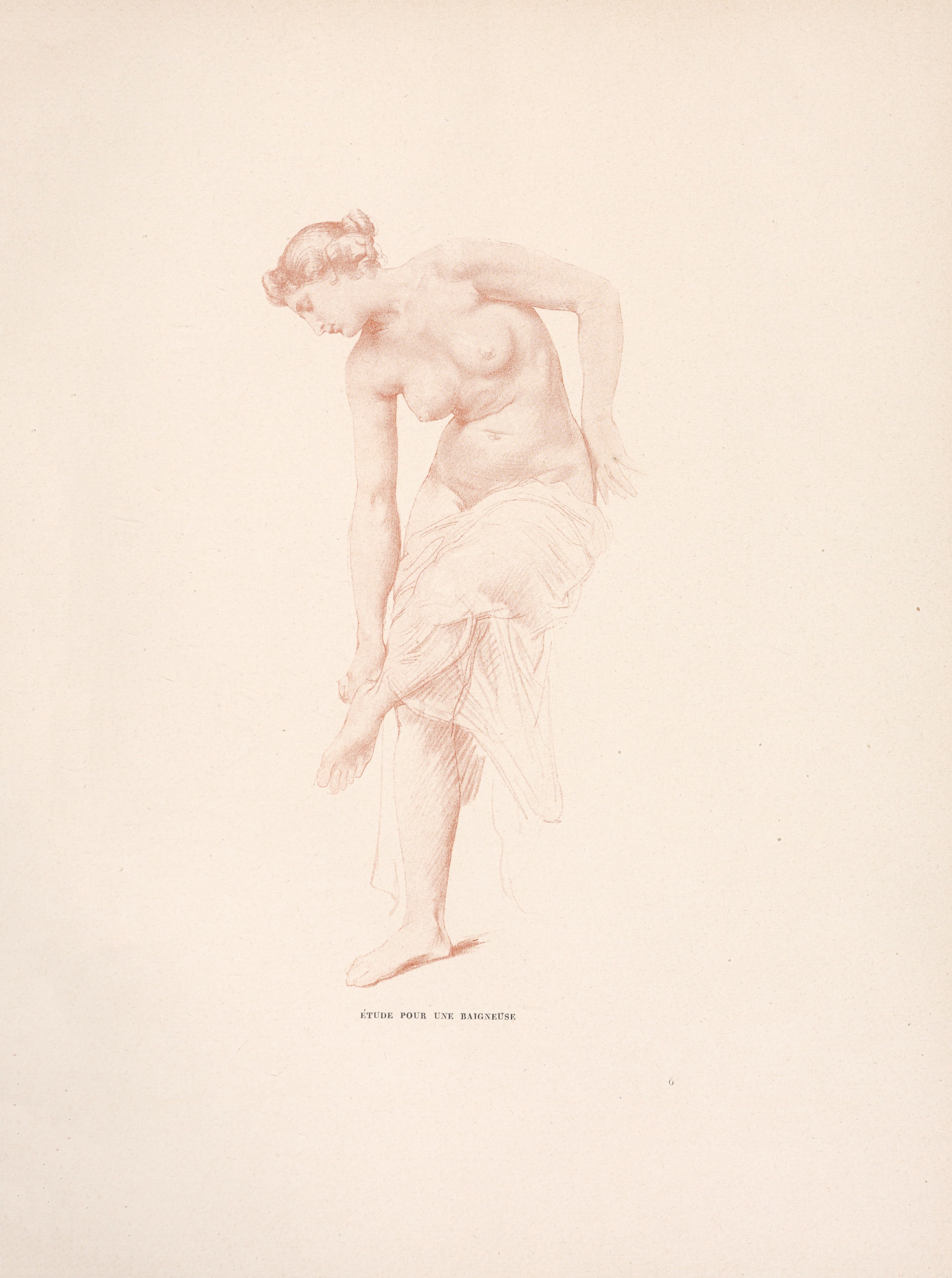 《浴女习作（二）》（Étude pour une baigneuse）｜威廉-阿道夫·布格罗 William-Adolphe Bouguereau｜19世纪