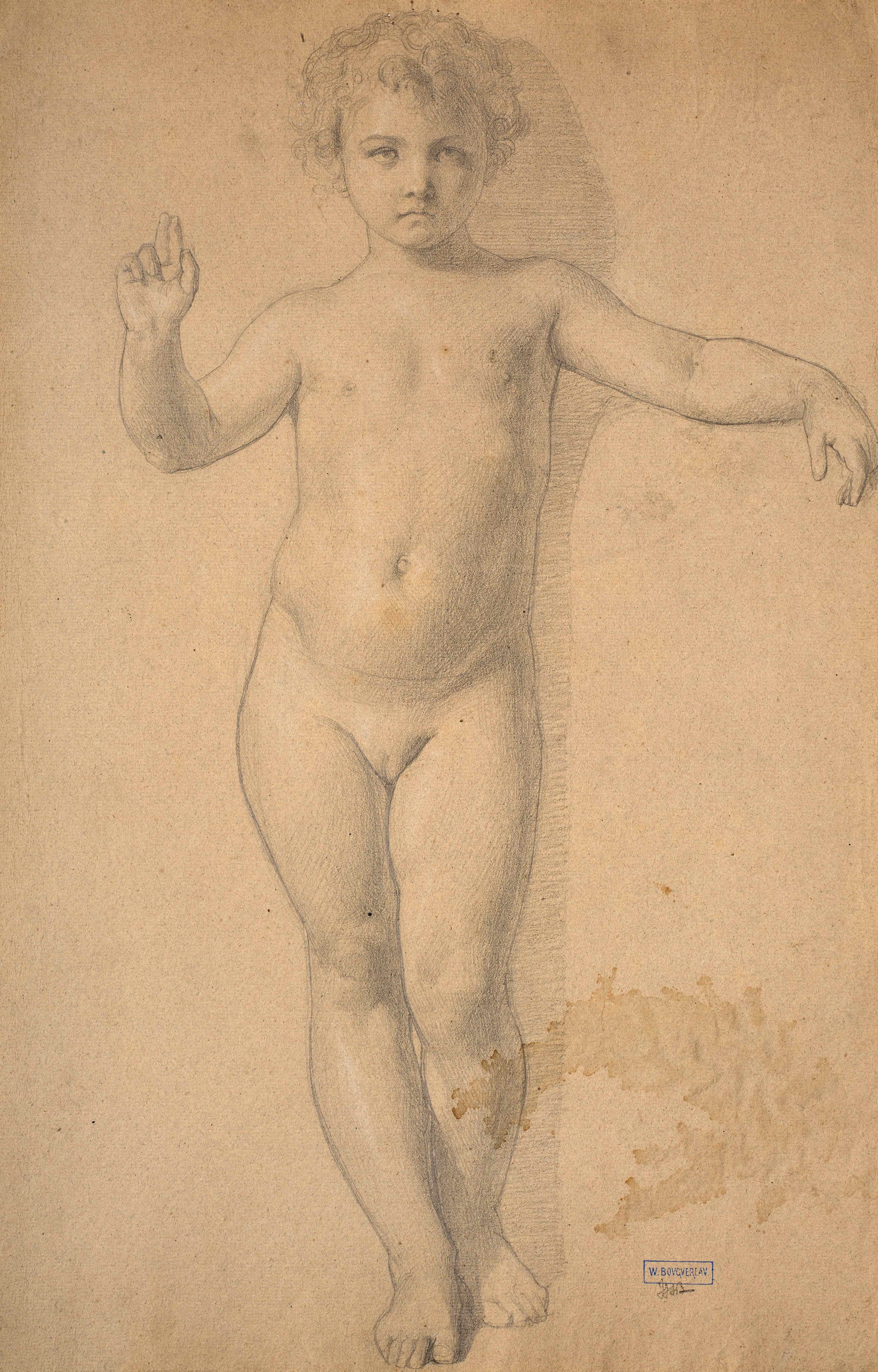 《站立的裸体儿童》（Standing child nude）｜威廉-阿道夫·布格罗 William-Adolphe Bouguereau｜不明