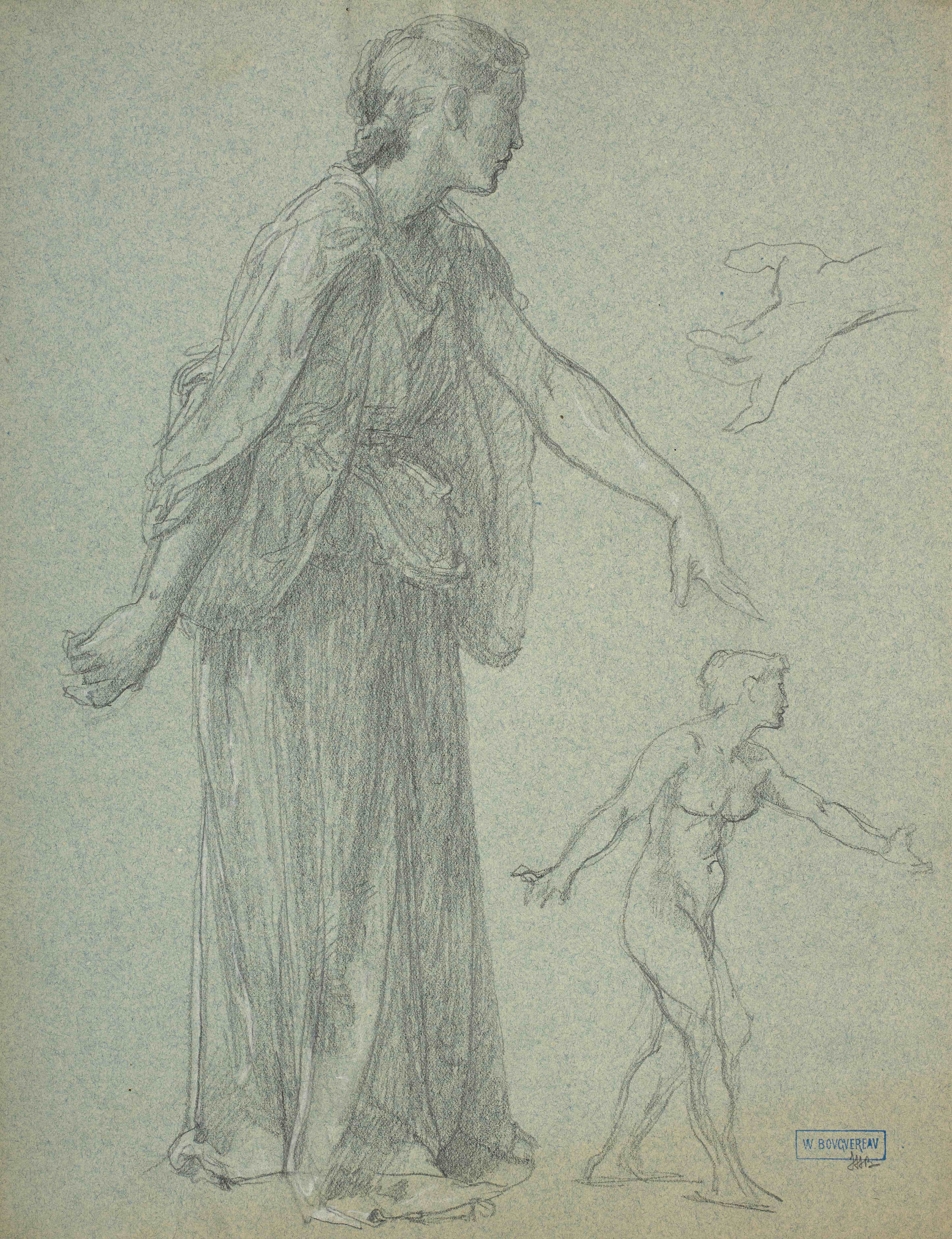 《《向爱神献礼》习作（三）》（Study for Offrande à l’amour）｜威廉-阿道夫·布格罗 William-Adolphe Bouguereau｜不明