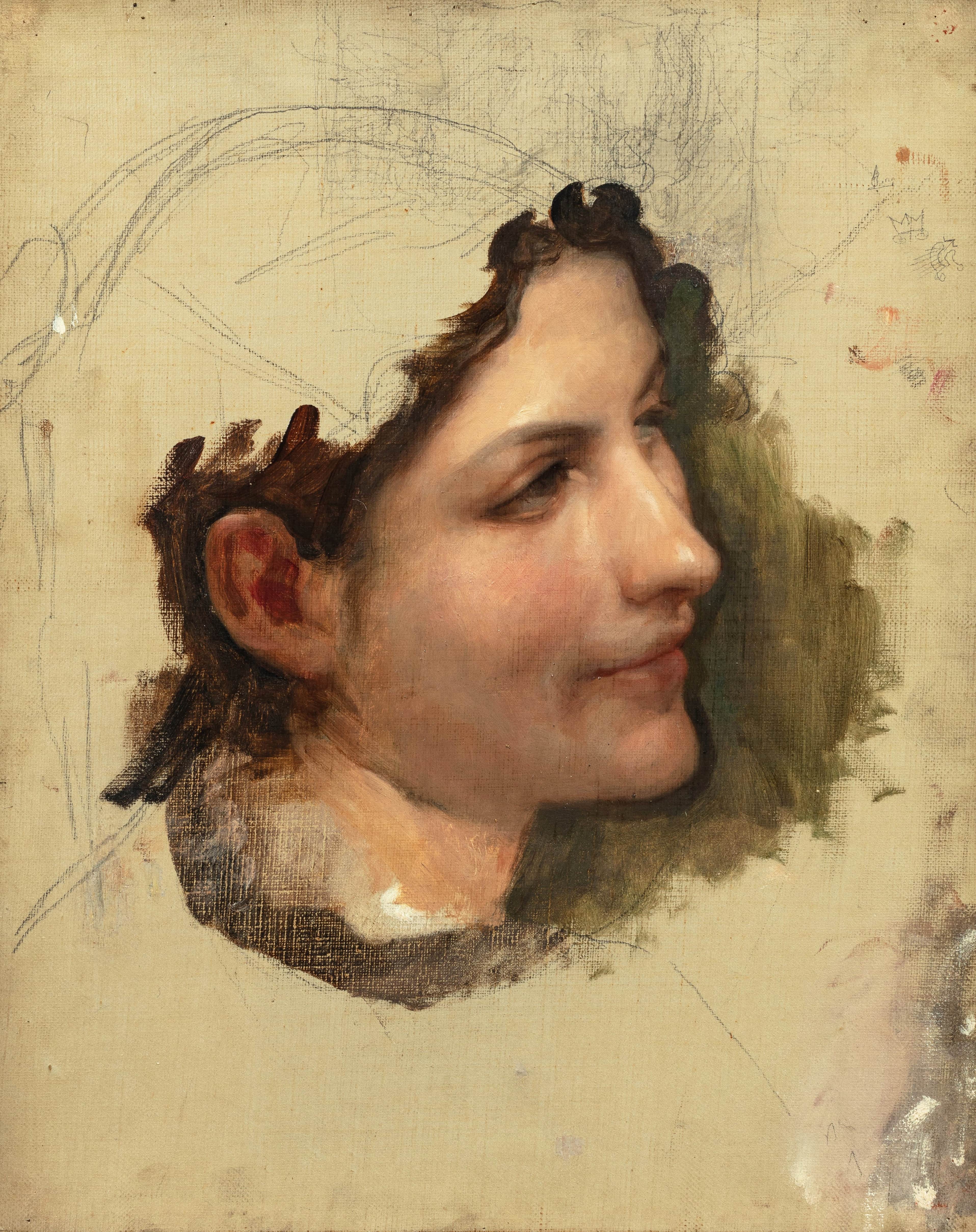 《女子头像习作（三）》（Etude de tête de femme）｜威廉-阿道夫·布格罗 William-Adolphe Bouguereau｜不明