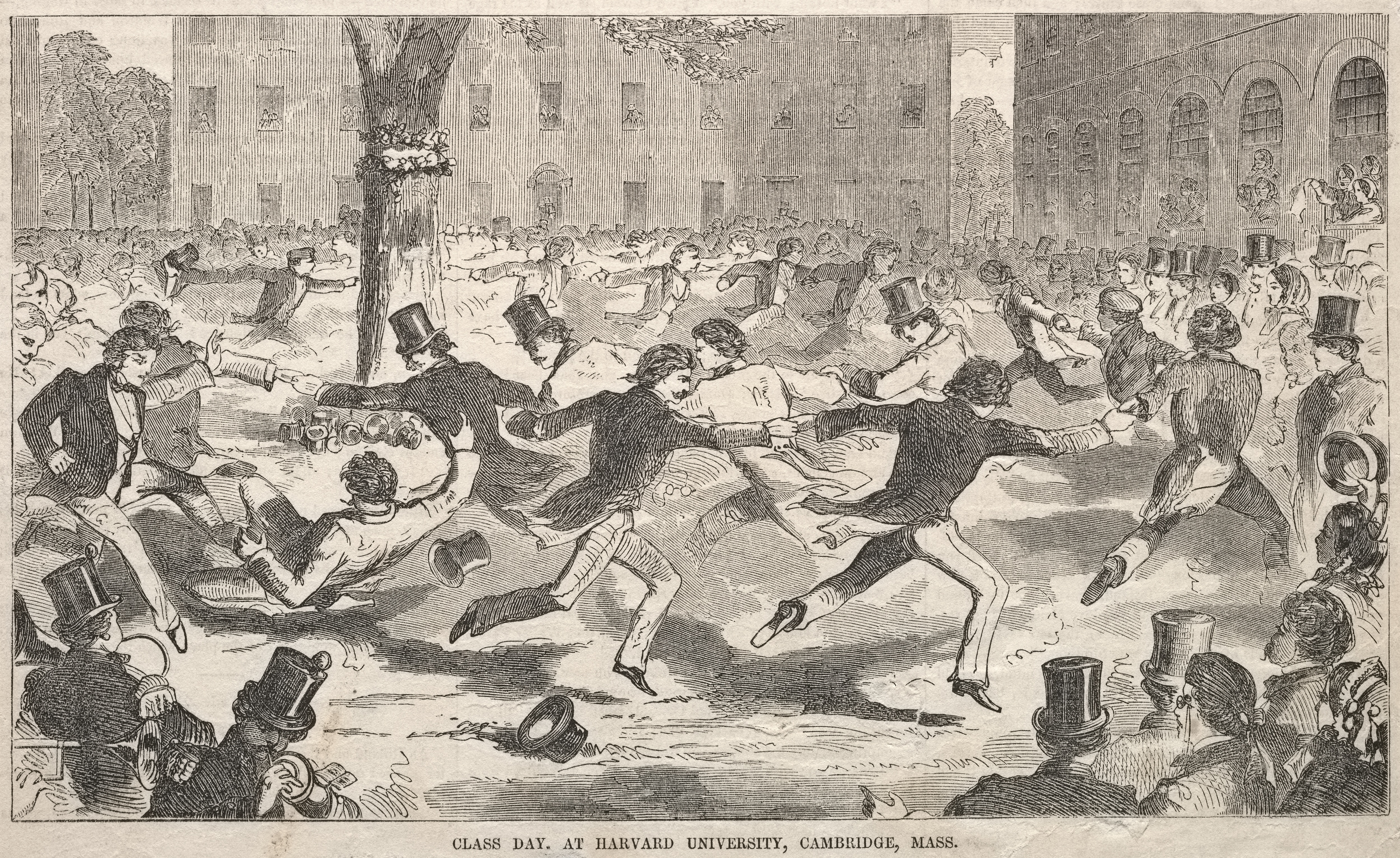 《哈佛大学马萨诸塞州剑桥分校的课堂日》（class day at harvard university cambridge massachusetts）｜温斯洛·霍默 Winslow Homer｜1858
