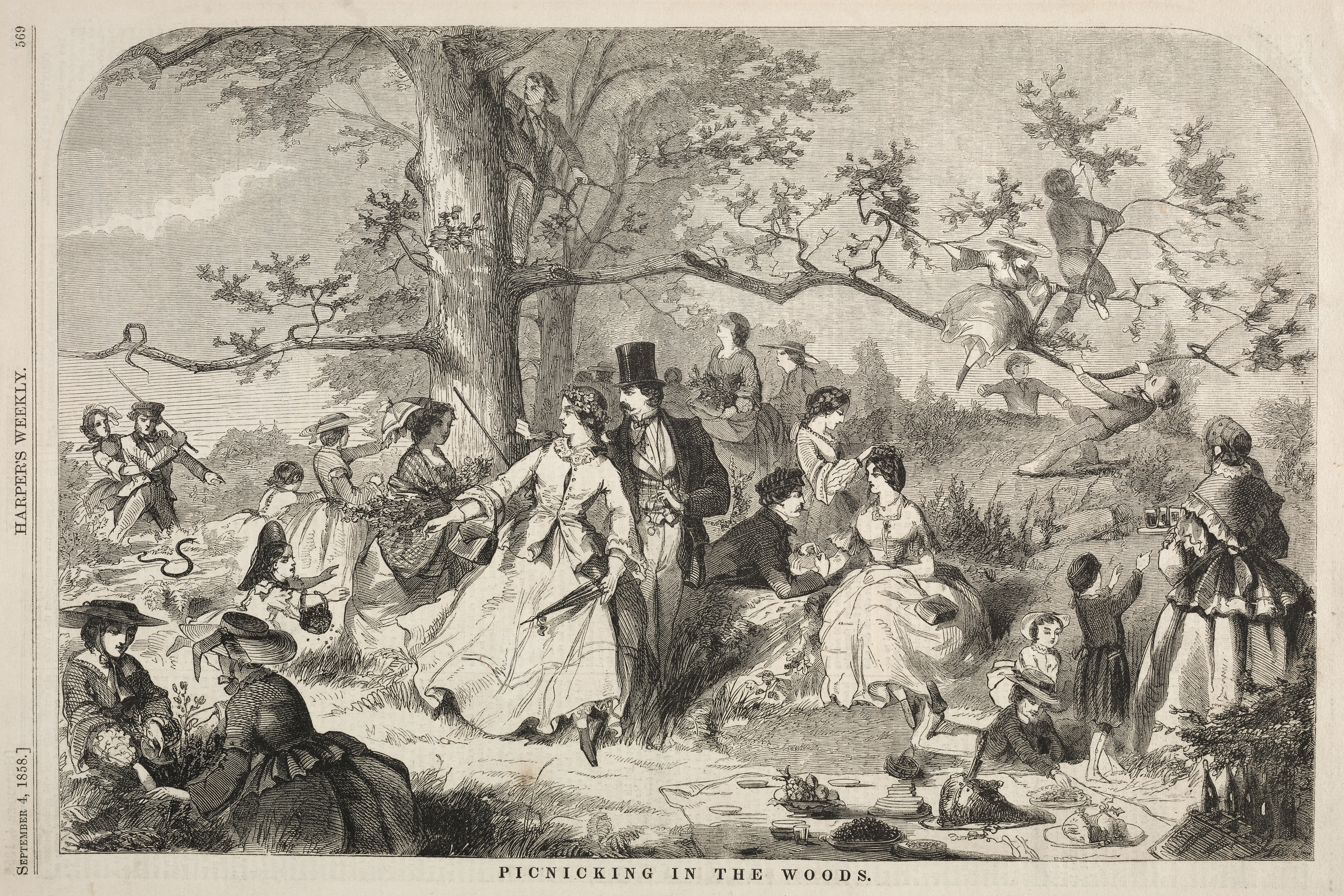 《在树林里野餐》（picknicking in the woods）｜温斯洛·霍默 Winslow Homer｜1858