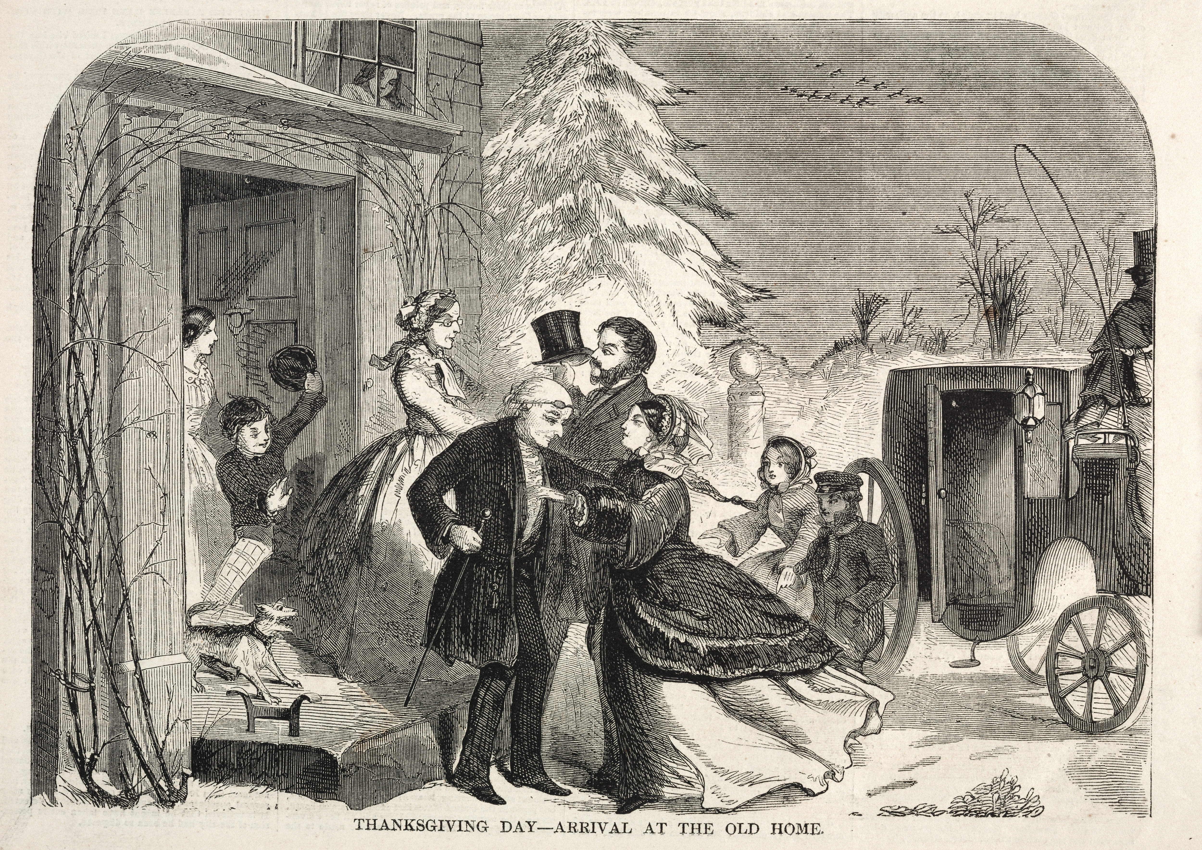 《感恩节当天抵达老家》（thanksgiving day arrival at the old home）｜温斯洛·霍默 Winslow Homer｜1858