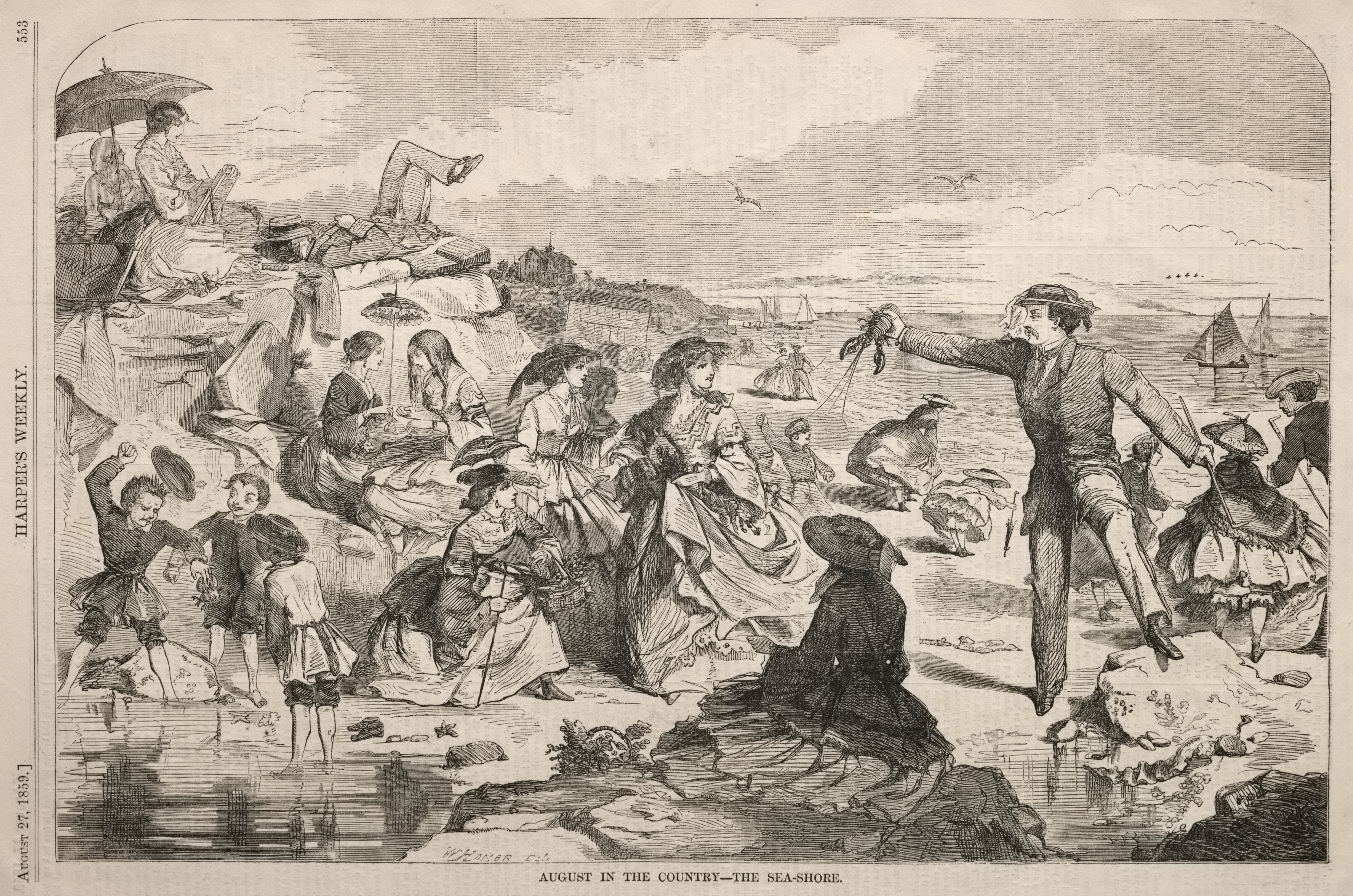 《八月在乡下的海边》（august in the country the seashore）｜温斯洛·霍默 Winslow Homer｜1859