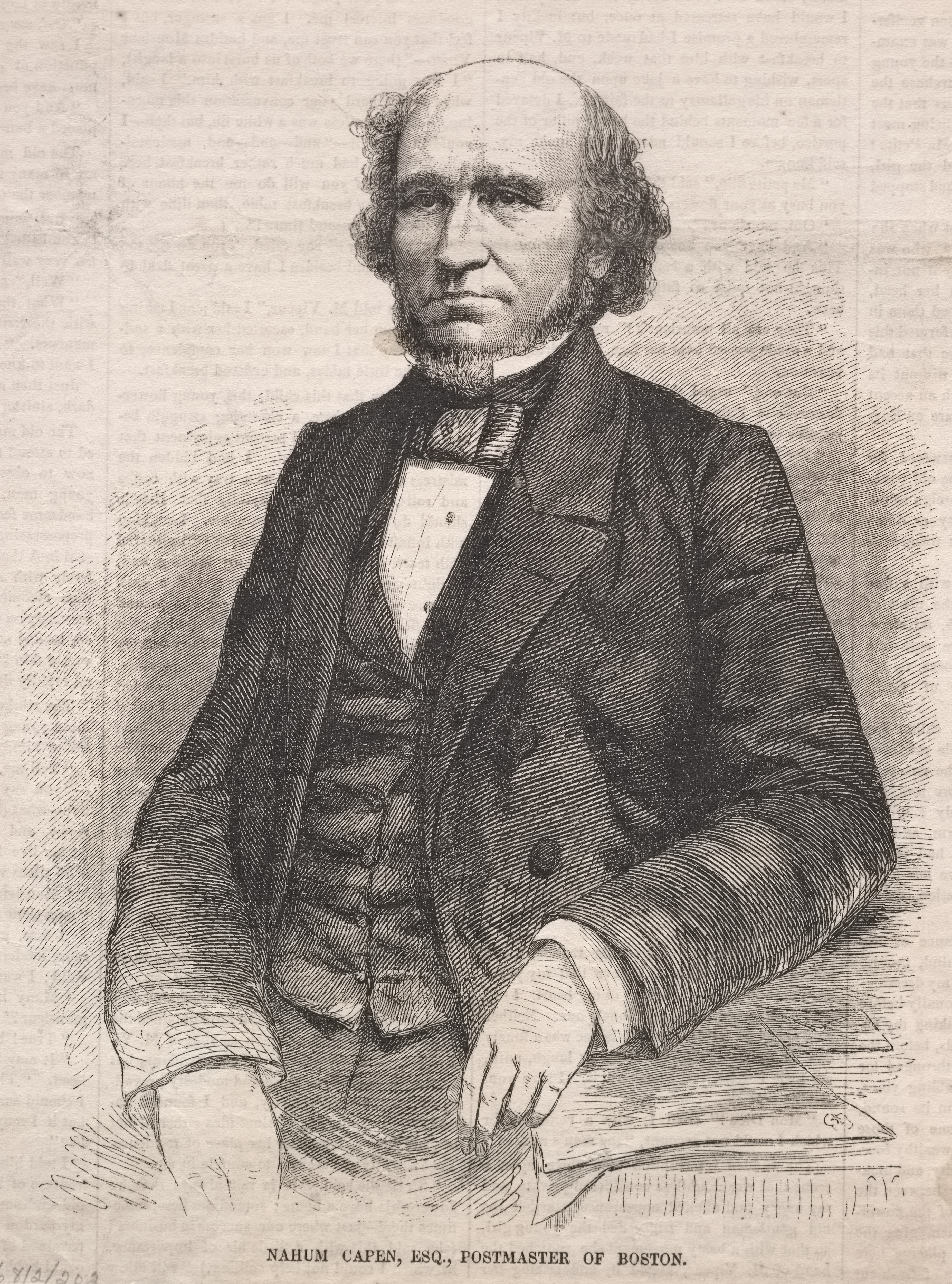 《Nahum capen esq 波士顿邮政局长》（nahum capen esq postmaster of boston）｜温斯洛·霍默 Winslow Homer｜1859