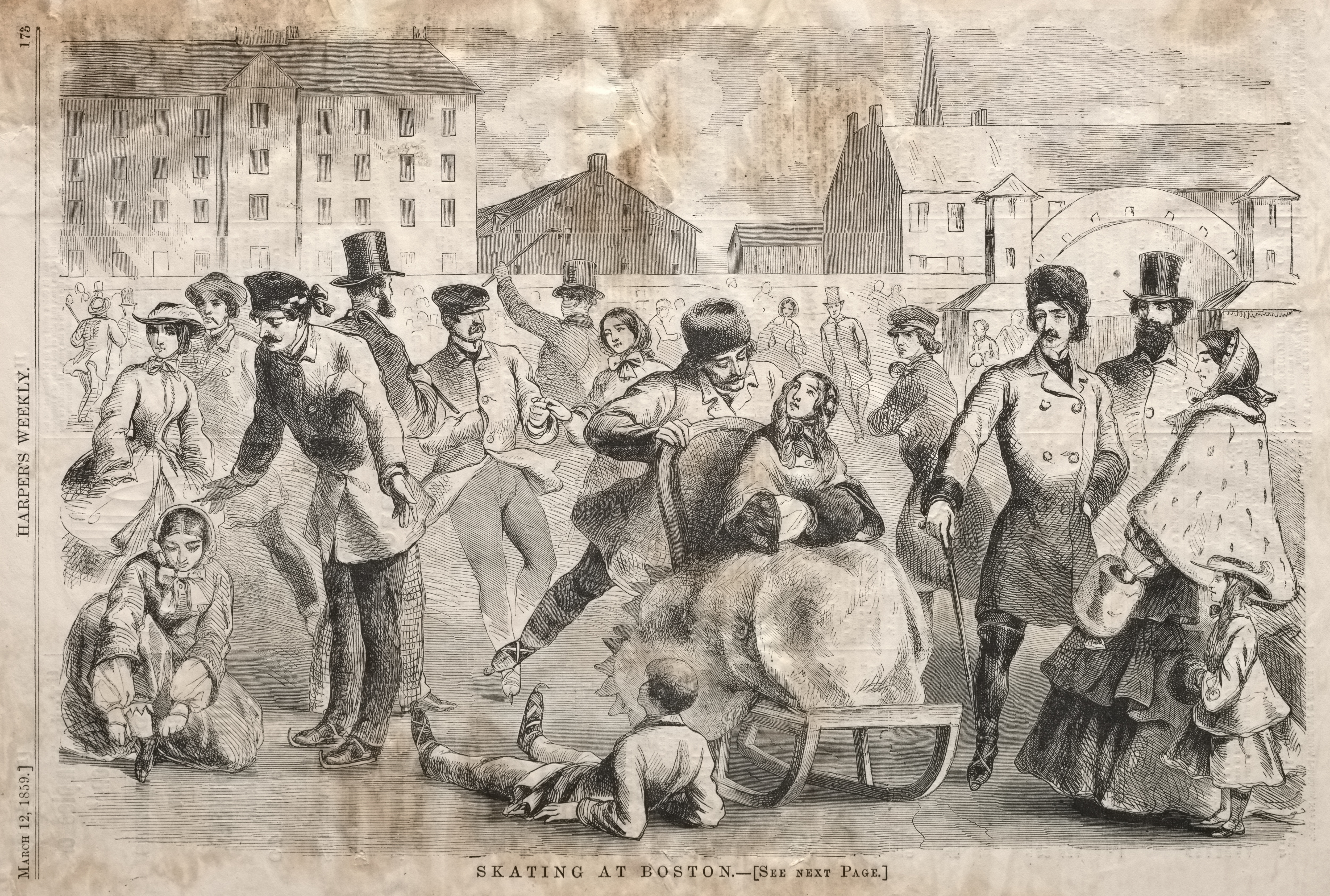 《在波士顿滑冰》（skating at boston）｜温斯洛·霍默 Winslow Homer｜1859