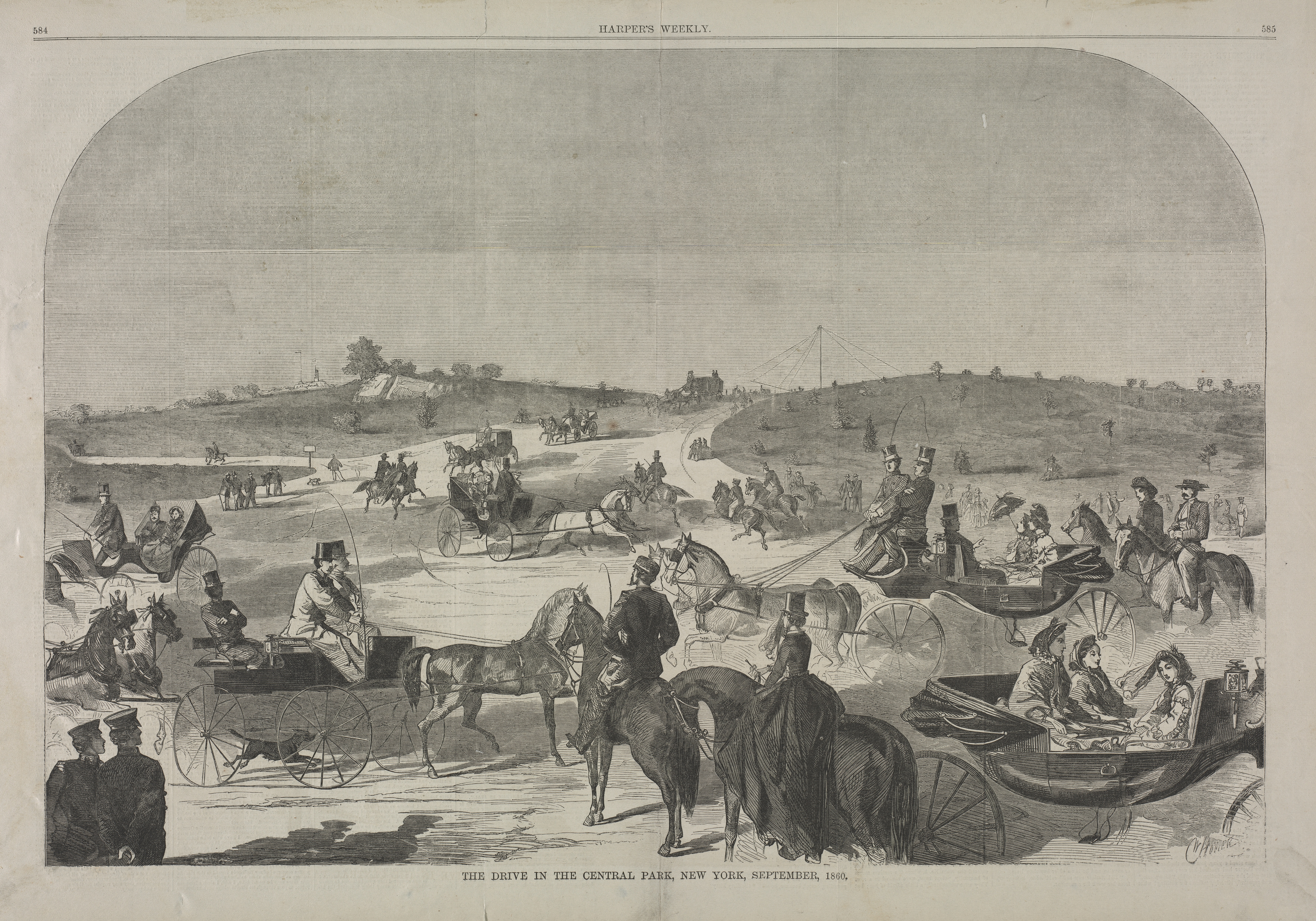 《九月在纽约中央公园开车》（the drive in central park new york september）｜温斯洛·霍默 Winslow Homer｜1860–1860