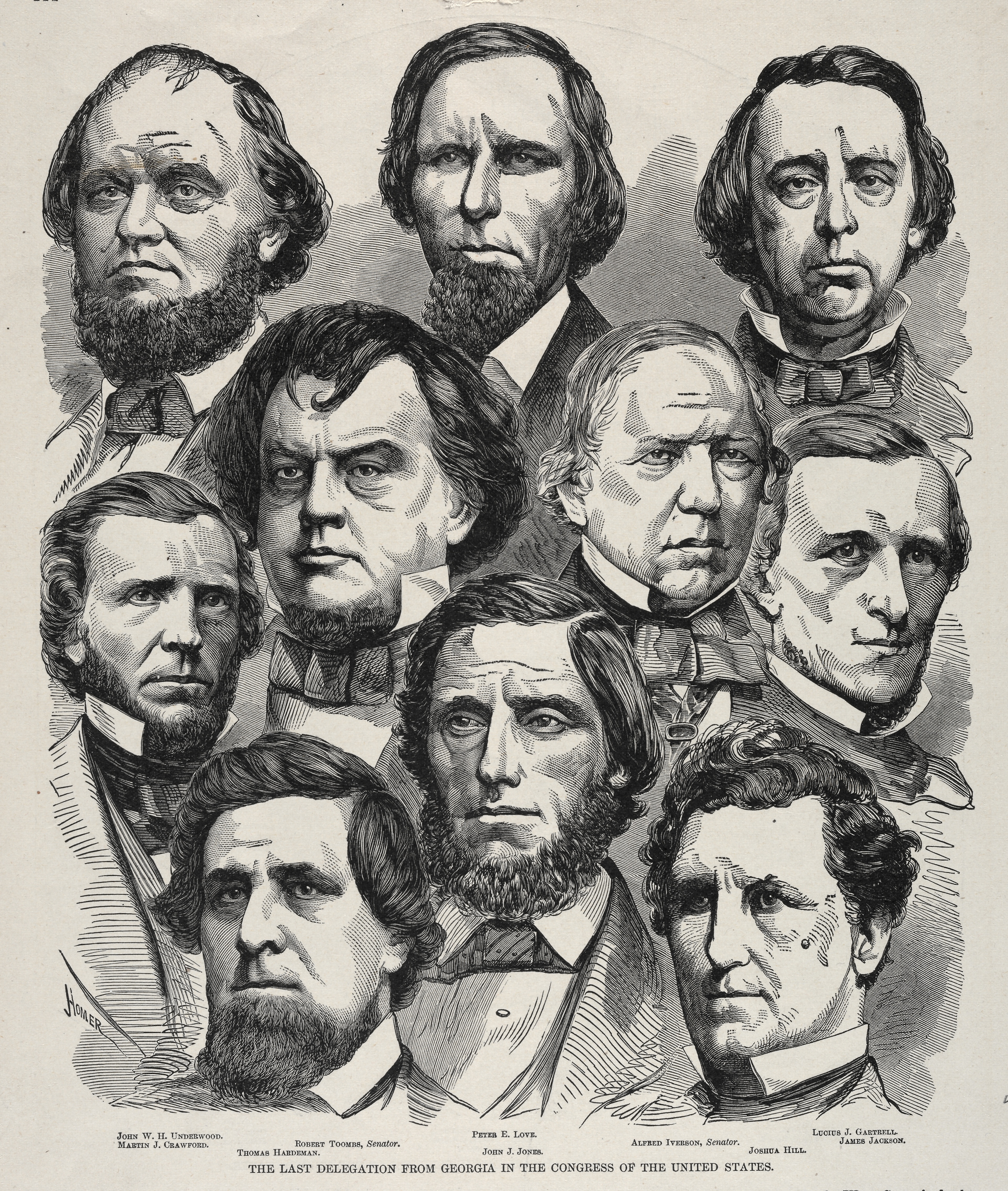 《格鲁吉亚最后一个出席美国国会的代表团》（the last delegation from georgia in the congress of the united states）｜温斯洛·霍默 Winslow Homer｜1860