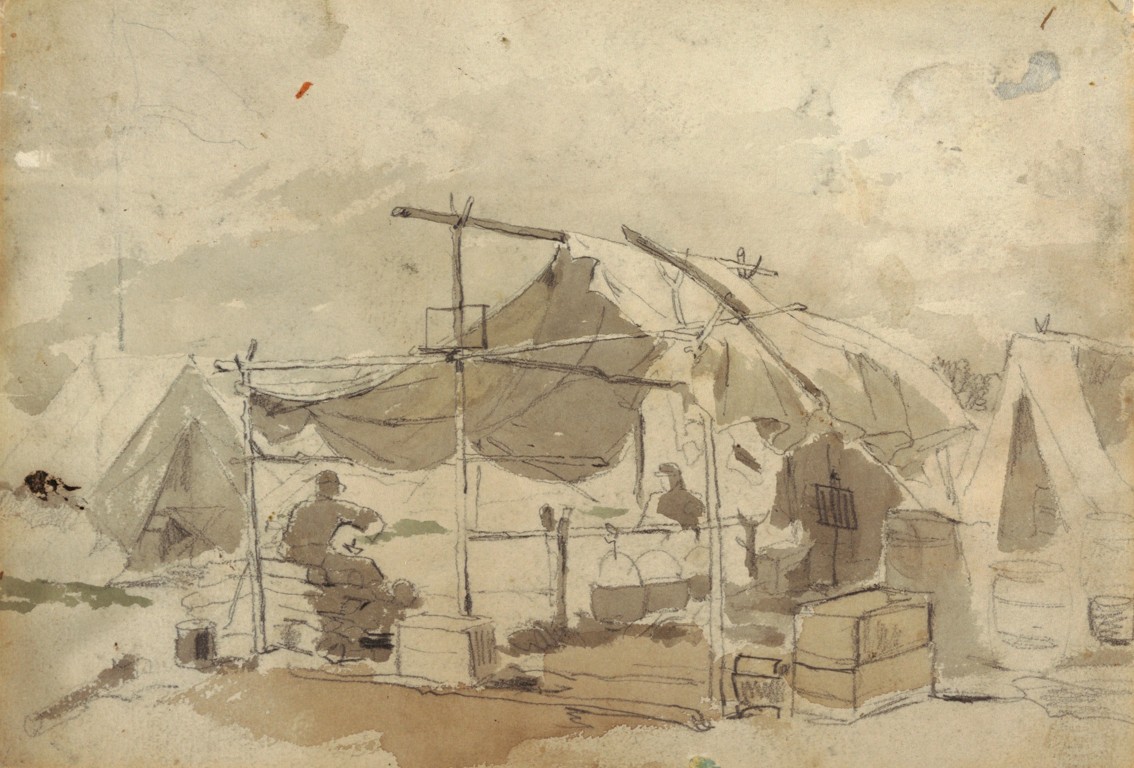 《军队厨师帐篷》（army cooks tent）｜温斯洛·霍默 Winslow Homer｜1861