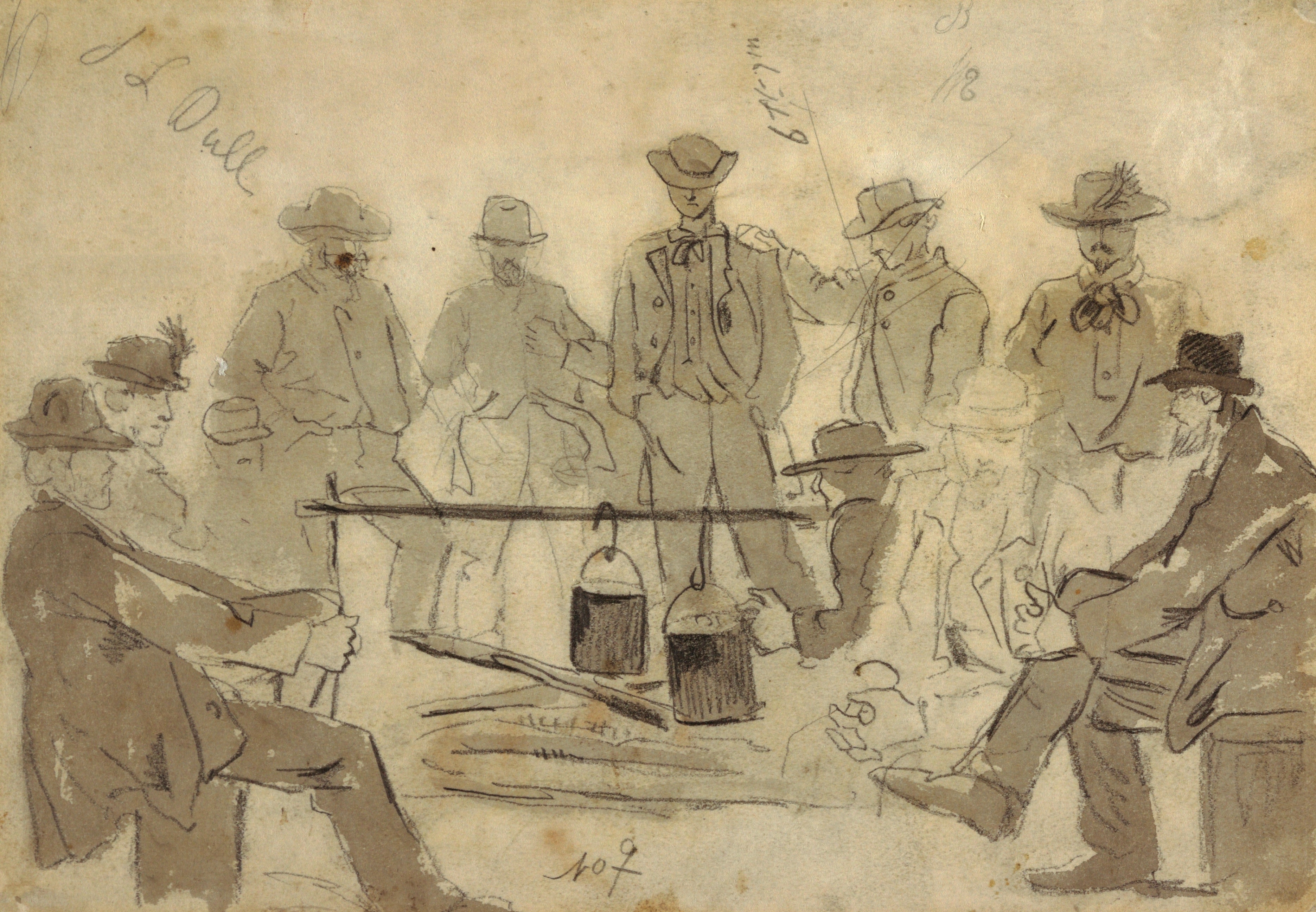 《与士兵的篝火》（campfire with soldiers）｜温斯洛·霍默 Winslow Homer｜1861