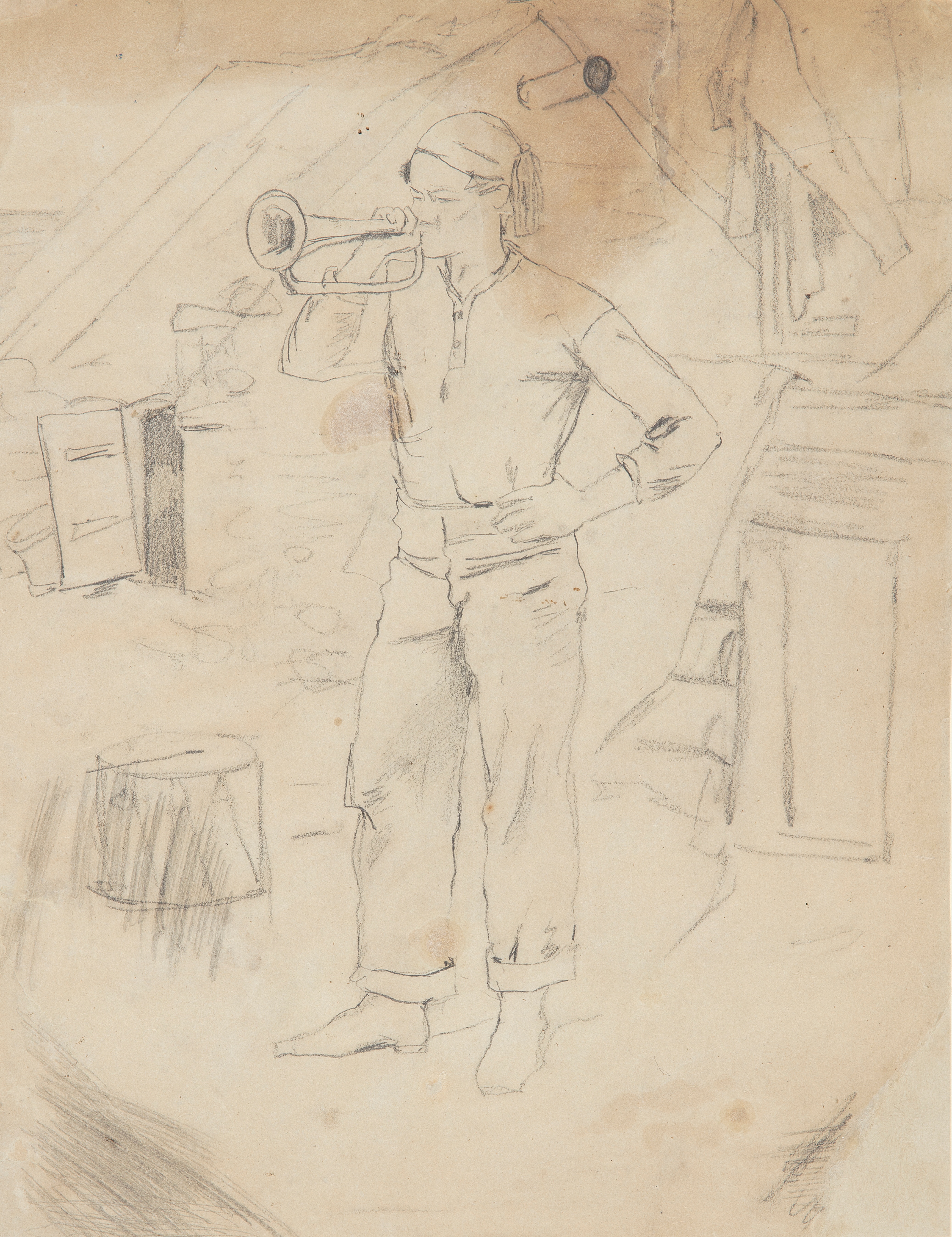 《戴着 zoaves 帽的男人》（man wearing zouaves cap）｜温斯洛·霍默 Winslow Homer｜约1861