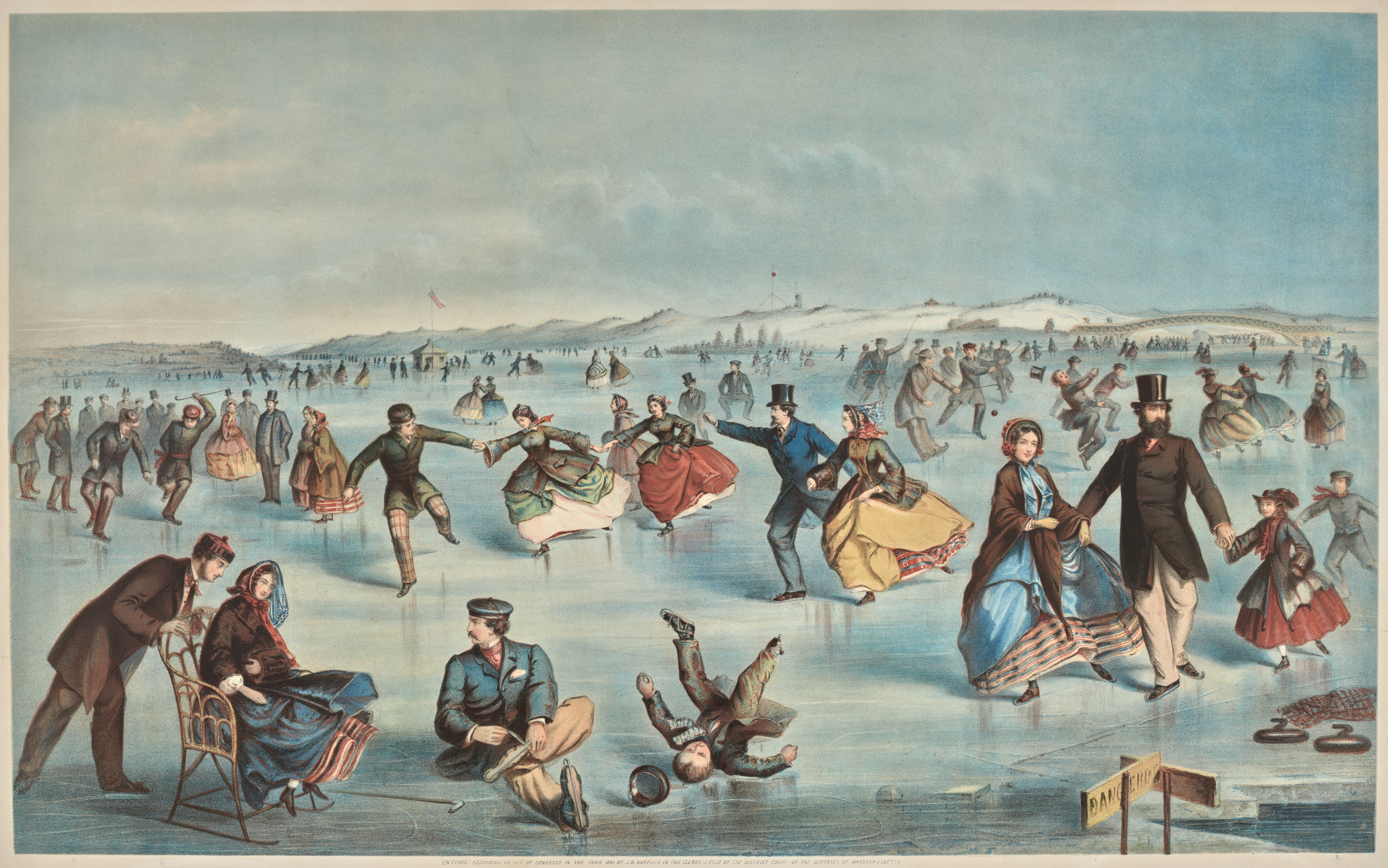 《在纽约中央公园滑冰》（skating on central park new york）｜温斯洛·霍默 Winslow Homer｜1861