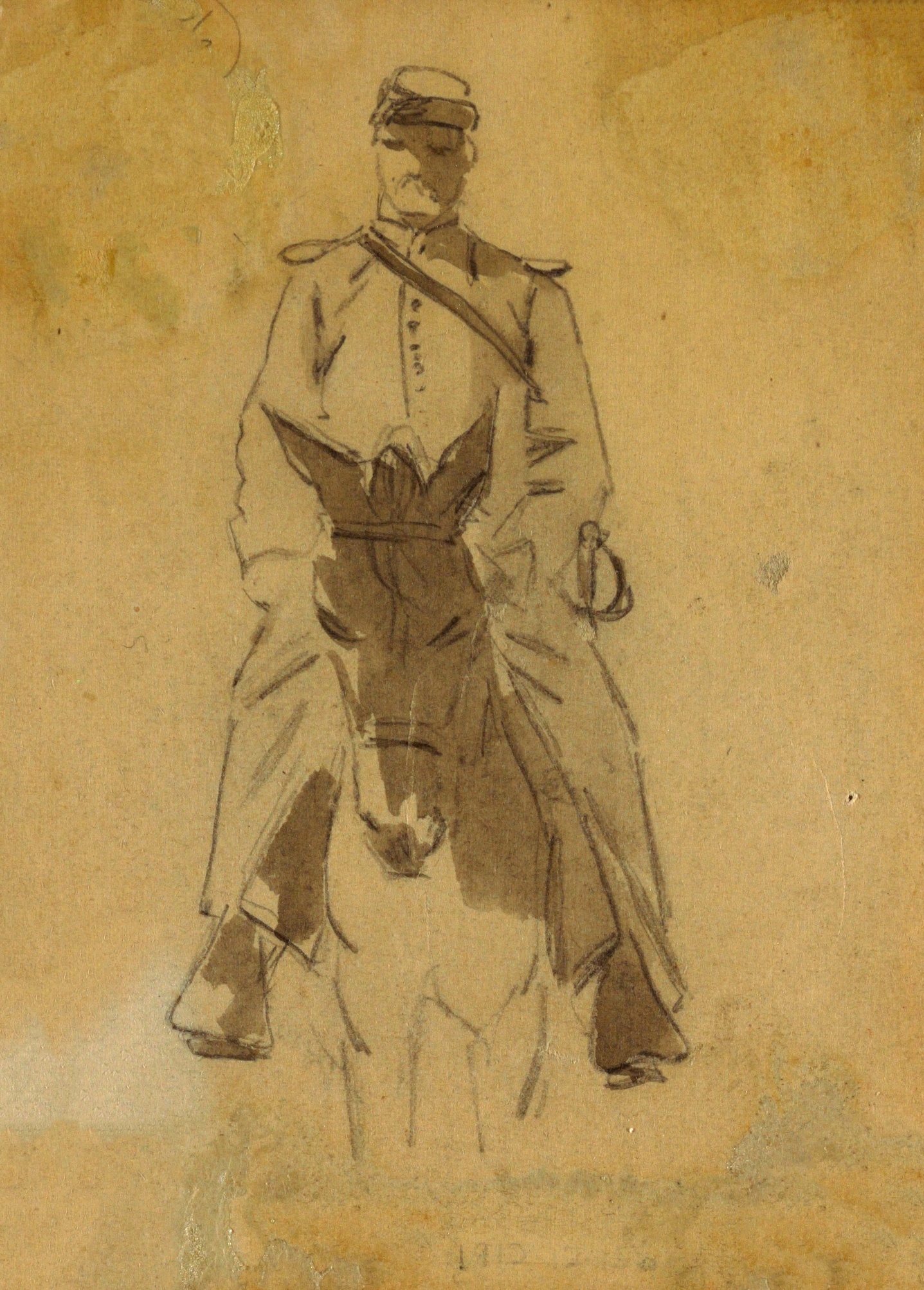 《军官和马头》（officer and head of a horse）｜温斯洛·霍默 Winslow Homer｜1862
