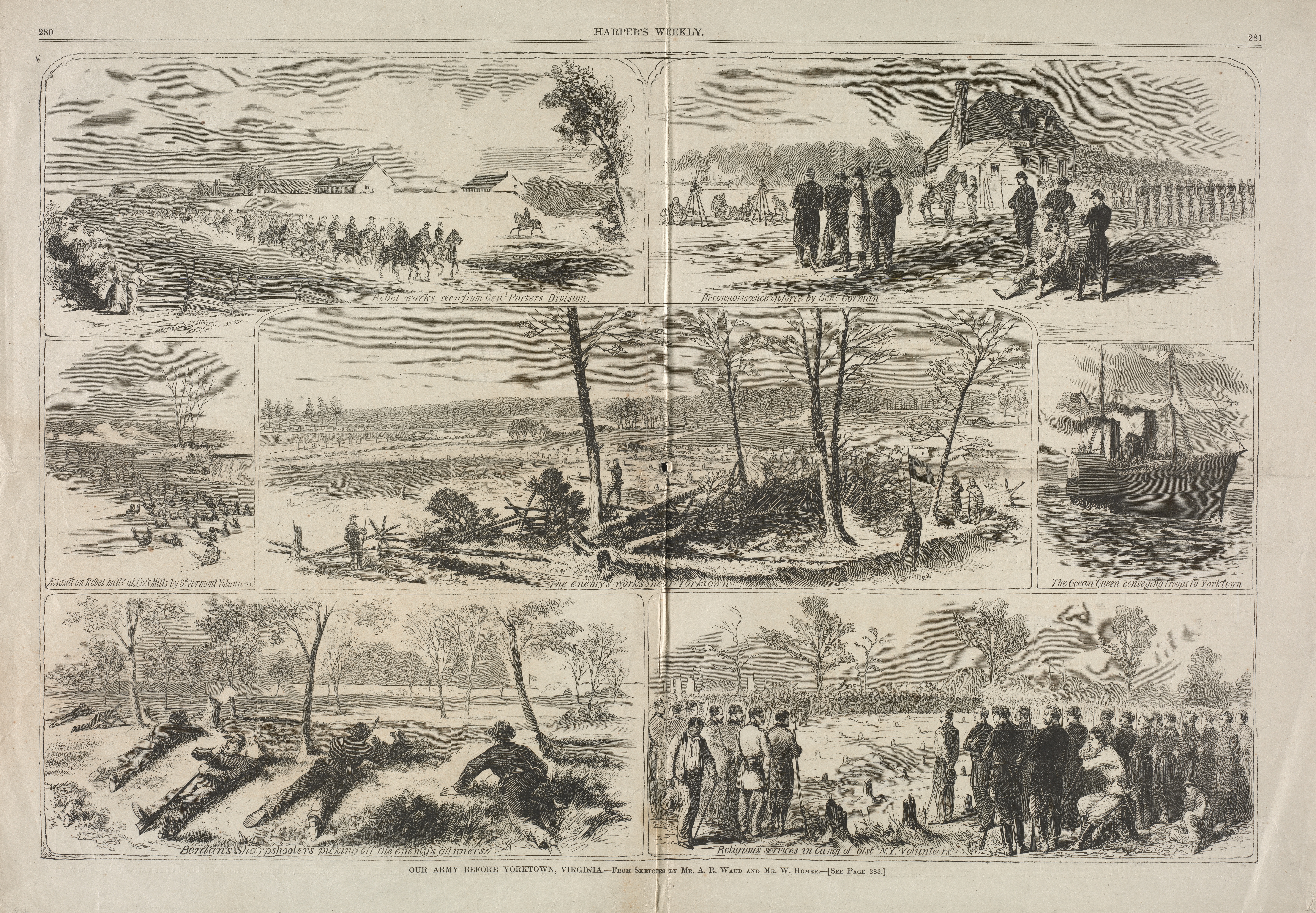 《我们的军队在弗吉尼亚州约克敦之前》（our army before yorktown virginia）｜温斯洛·霍默 Winslow Homer｜1862