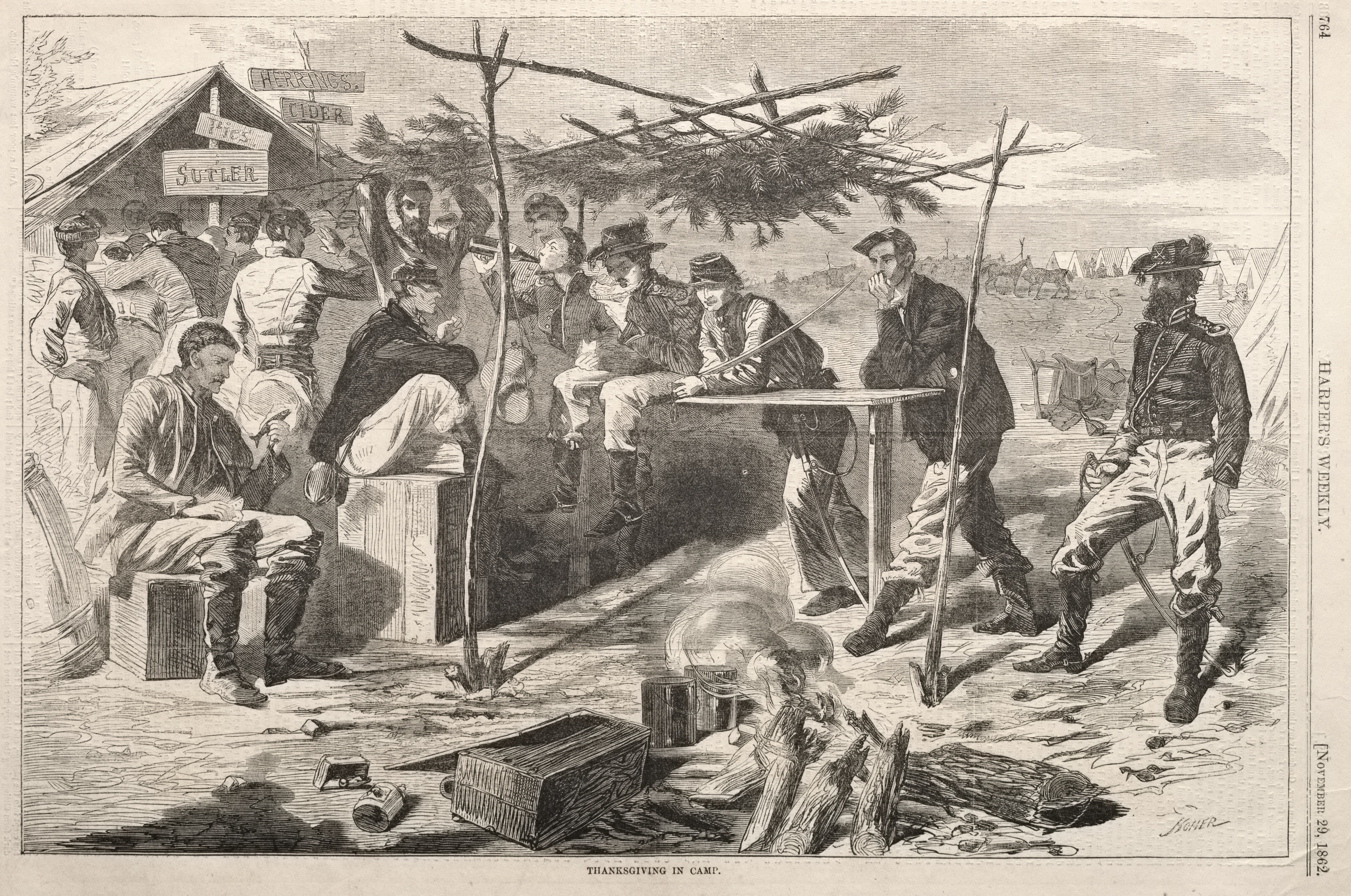 《营地感恩节》（thanksgiving in camp）｜温斯洛·霍默 Winslow Homer｜1862