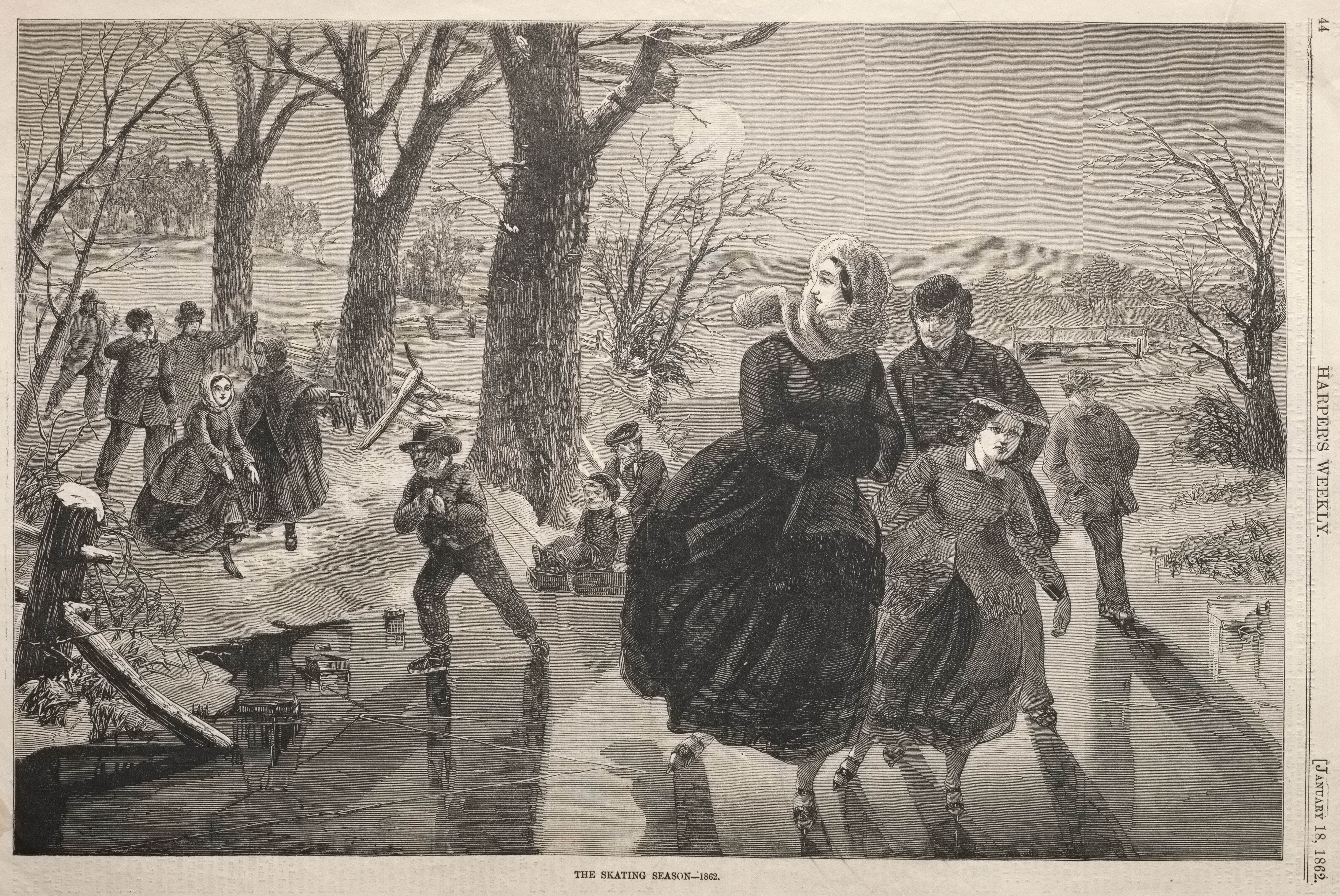 《滑冰季节》（the skating season）｜温斯洛·霍默 Winslow Homer｜1862–1862