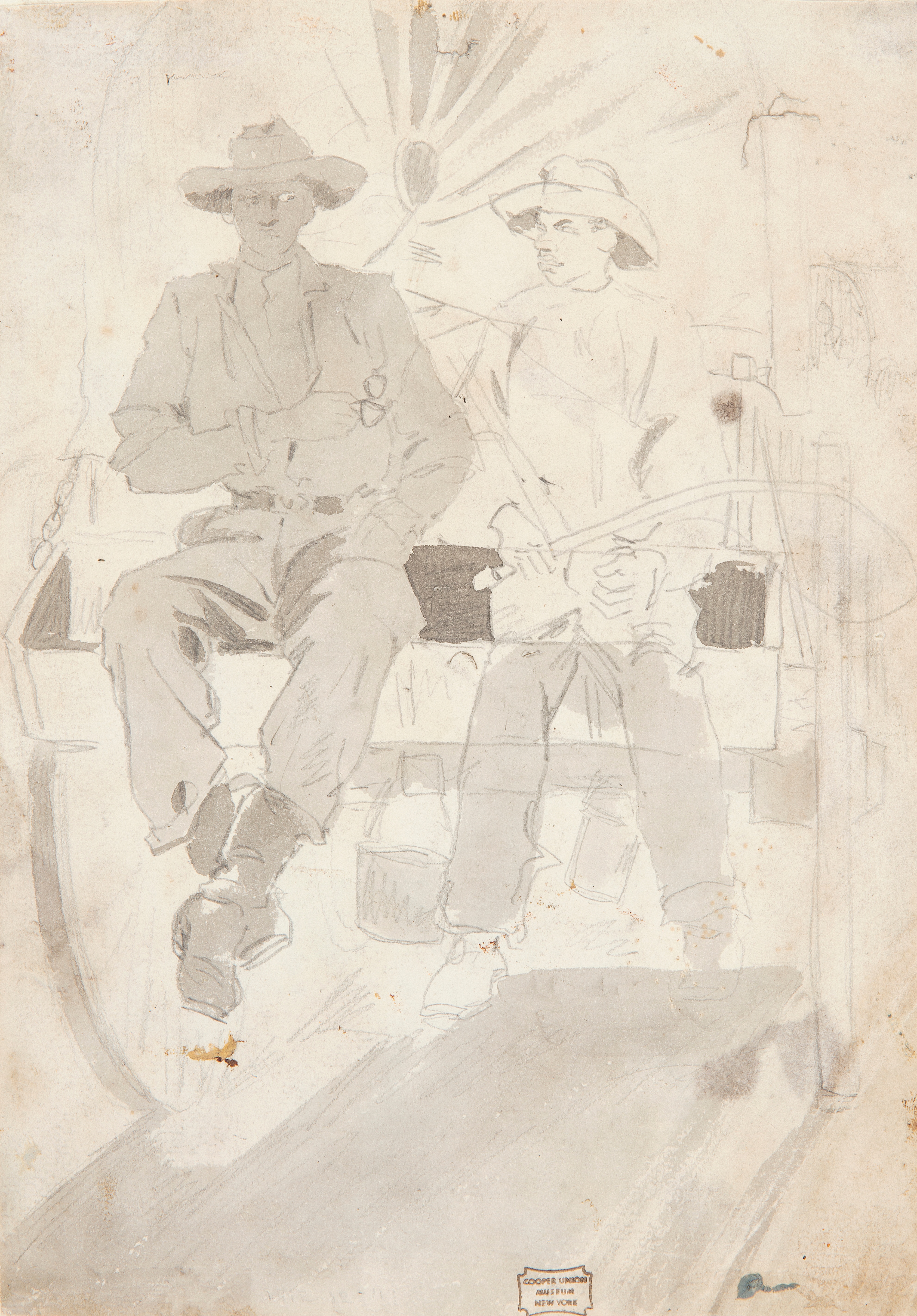 《一辆军车里的两个人》（two men in an army wagon）｜温斯洛·霍默 Winslow Homer｜1862