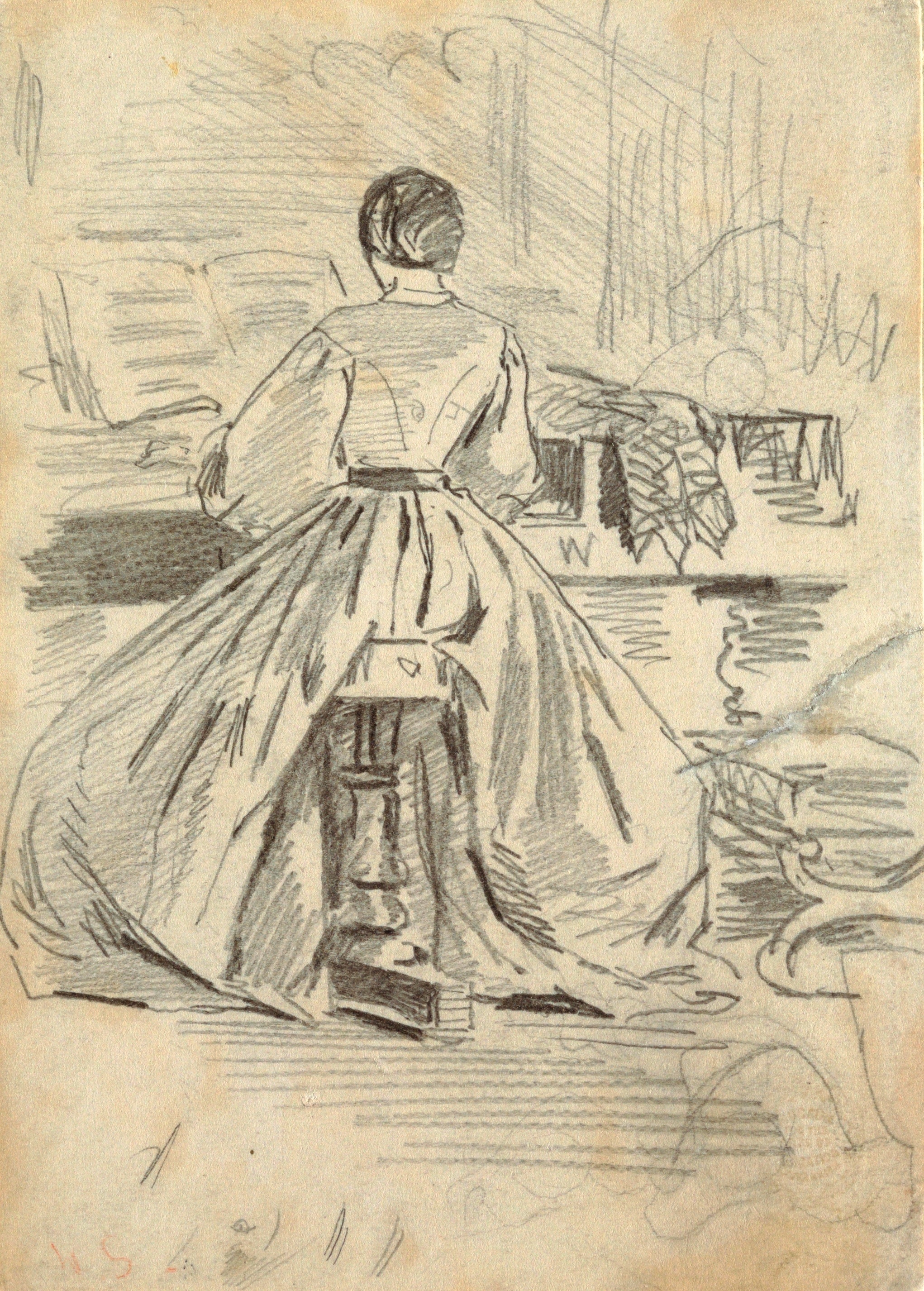 《弹钢琴的女人》（woman at piano）｜温斯洛·霍默 Winslow Homer｜1862