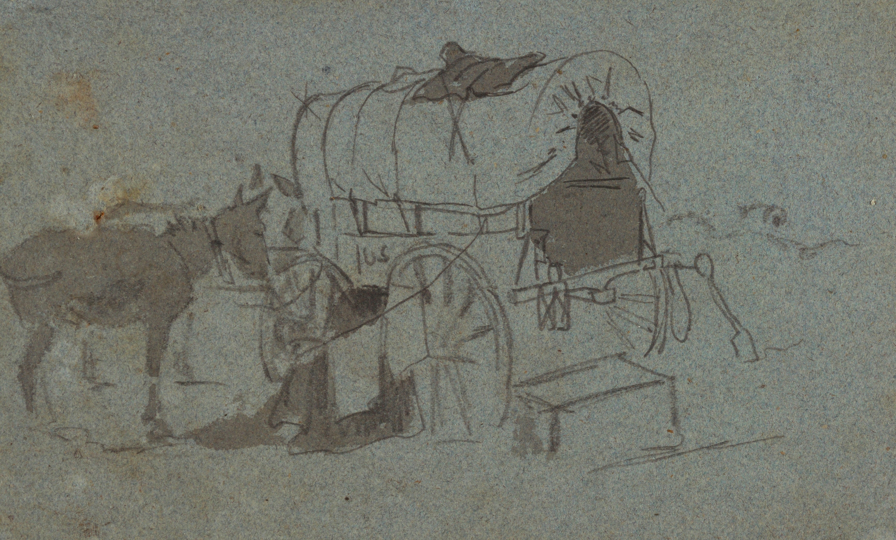 《军车和骡子》（army wagon and mule）｜温斯洛·霍默 Winslow Homer｜1863–1864