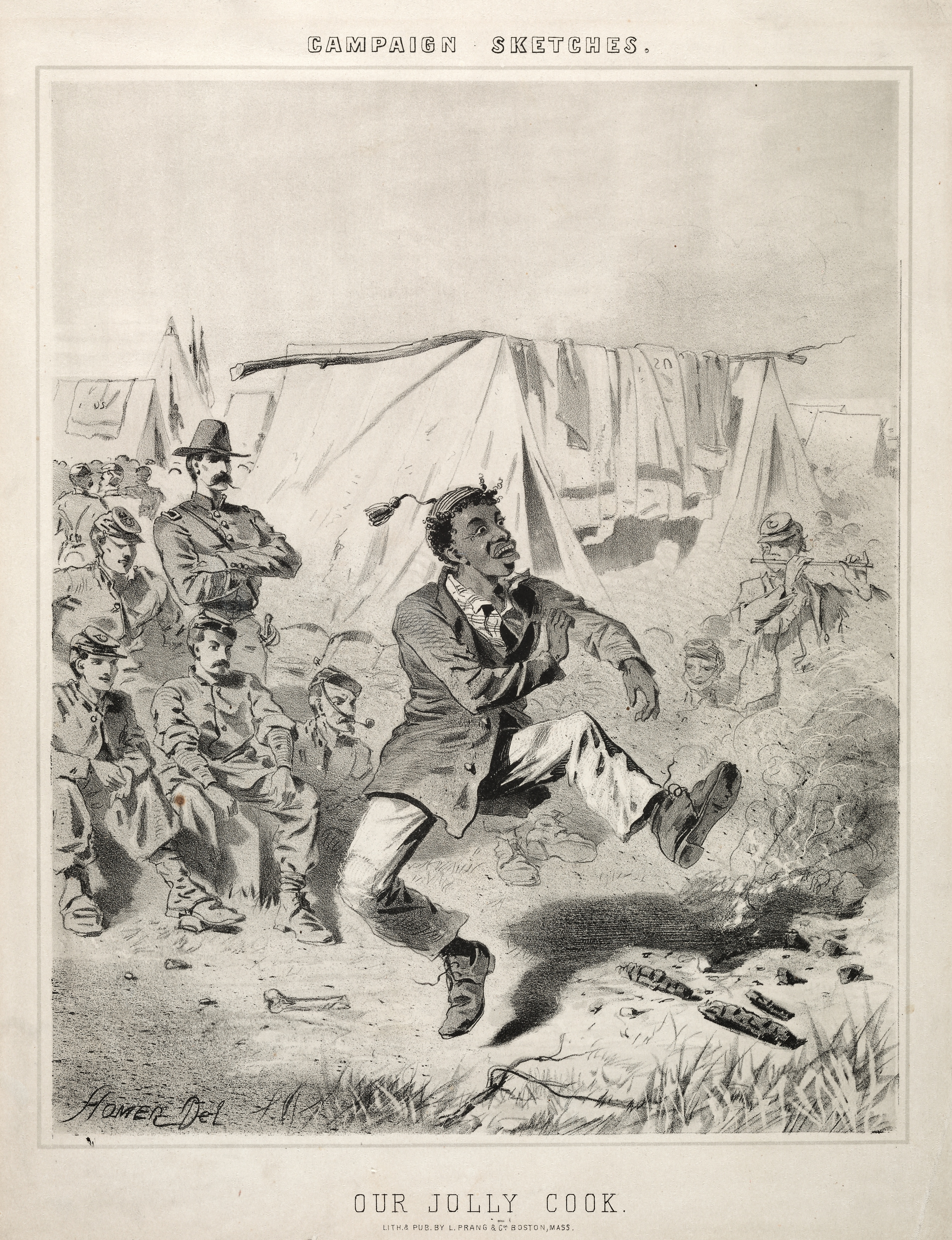 《活动描绘了我们快乐的厨师》（campaign sketches our jolly cook）｜温斯洛·霍默 Winslow Homer｜1863