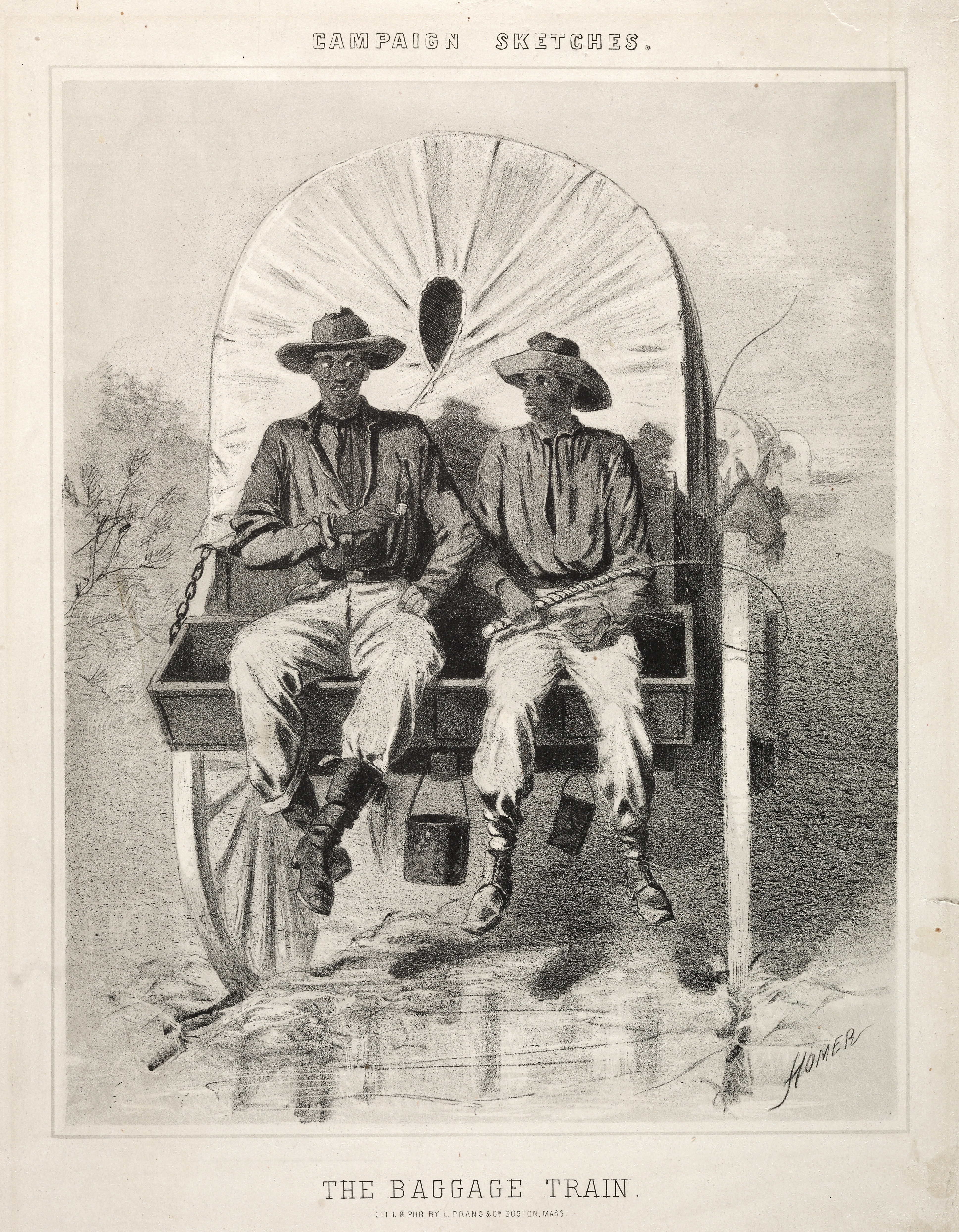 《活动草图行李列车》（campaign sketches the baggage train）｜温斯洛·霍默 Winslow Homer｜1863