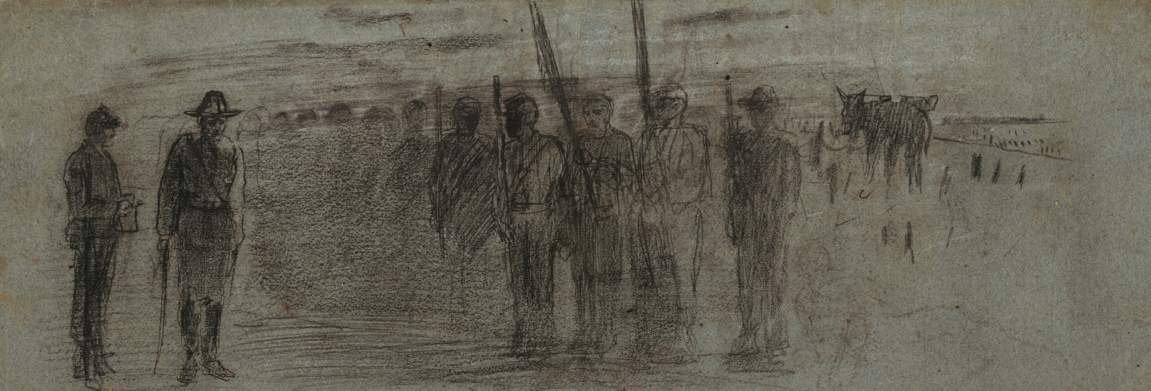 《军官和助手视察中队》（officer and aide inspecting a squadron）｜温斯洛·霍默 Winslow Homer｜1863–1864