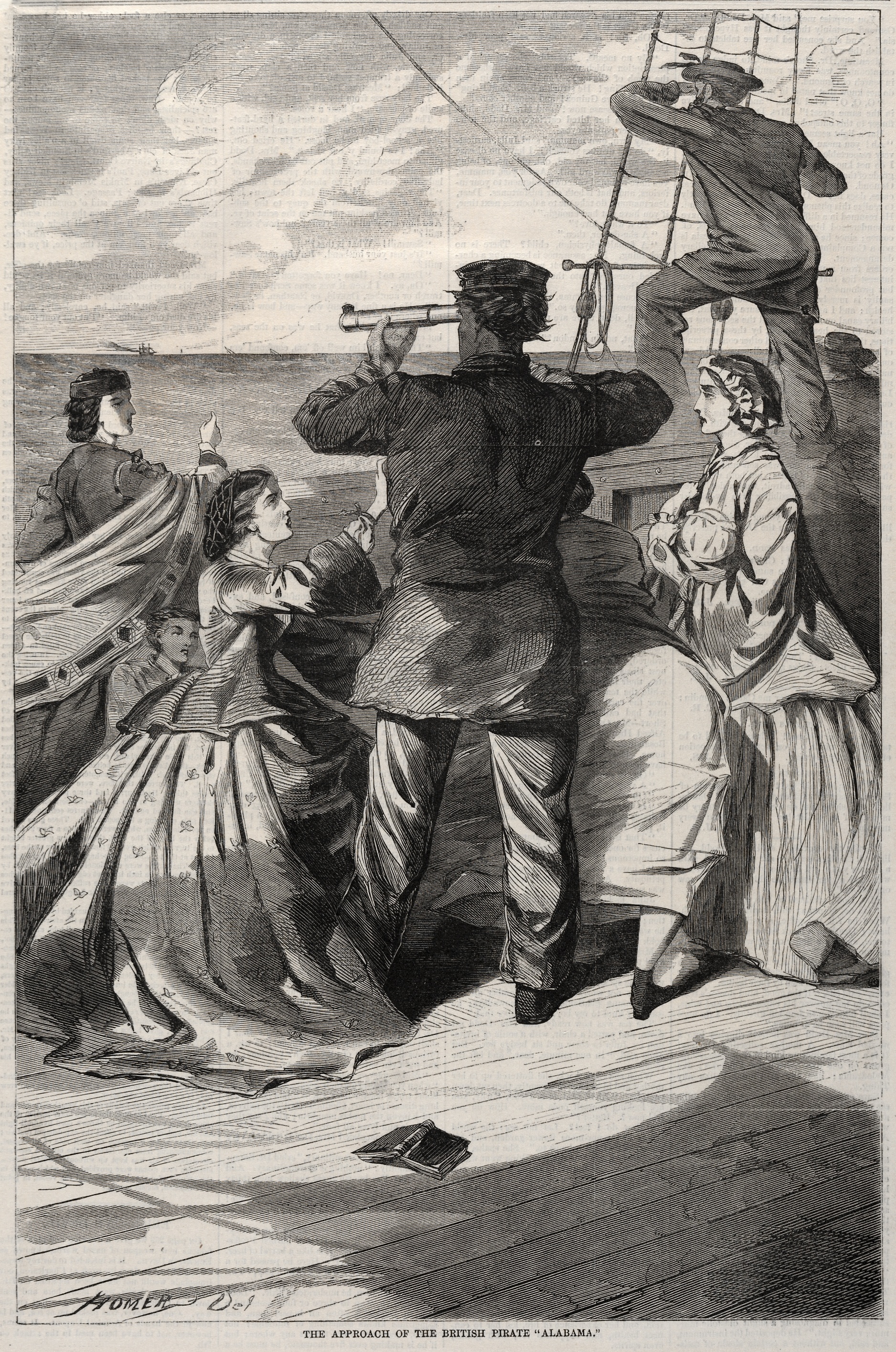 《英国海盗阿拉巴马州的逼近》（the approach of the british pirate alabama）｜温斯洛·霍默 Winslow Homer｜1863