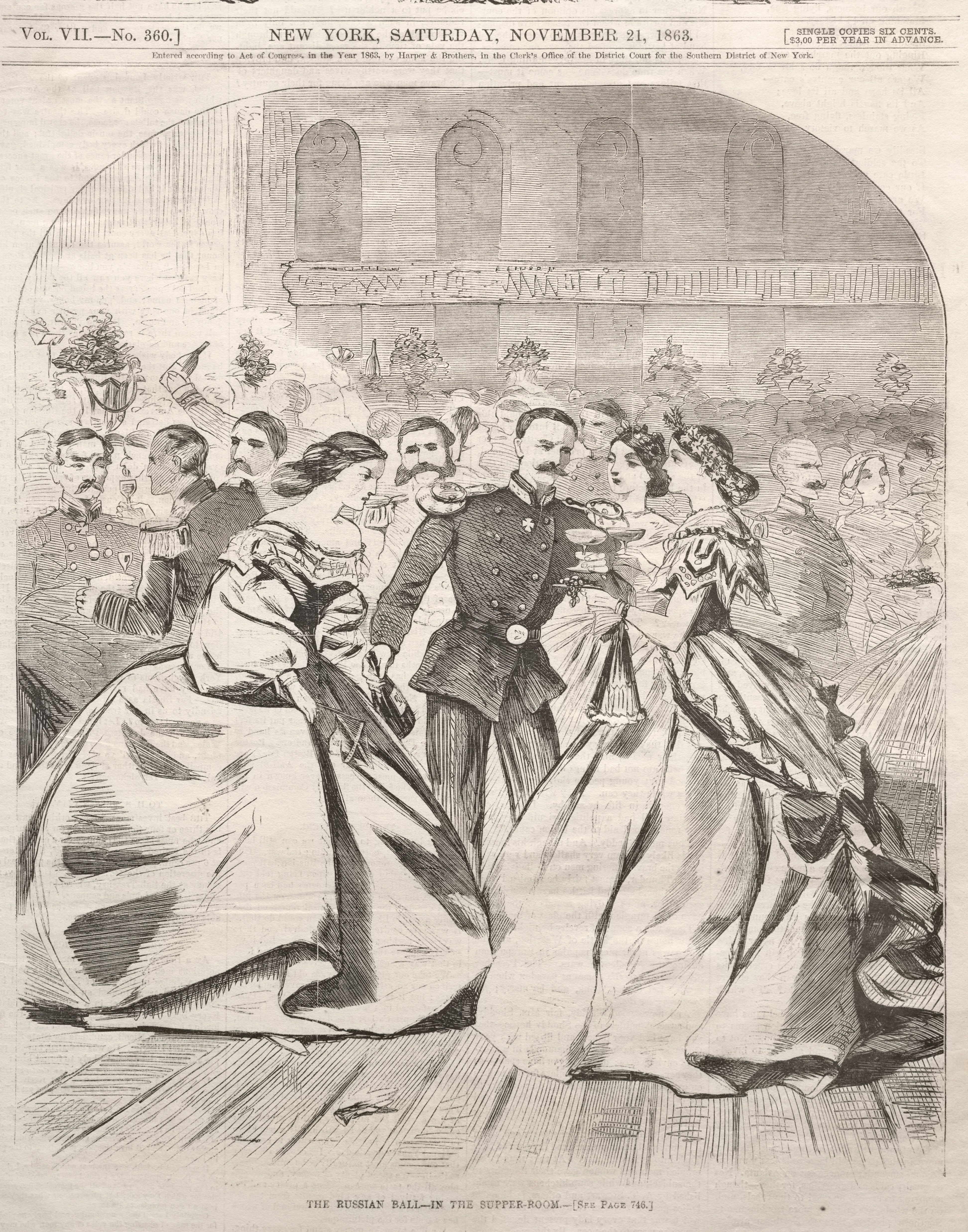 《晚餐室的俄罗斯舞会》（the russian ball in the supper room）｜温斯洛·霍默 Winslow Homer｜1863