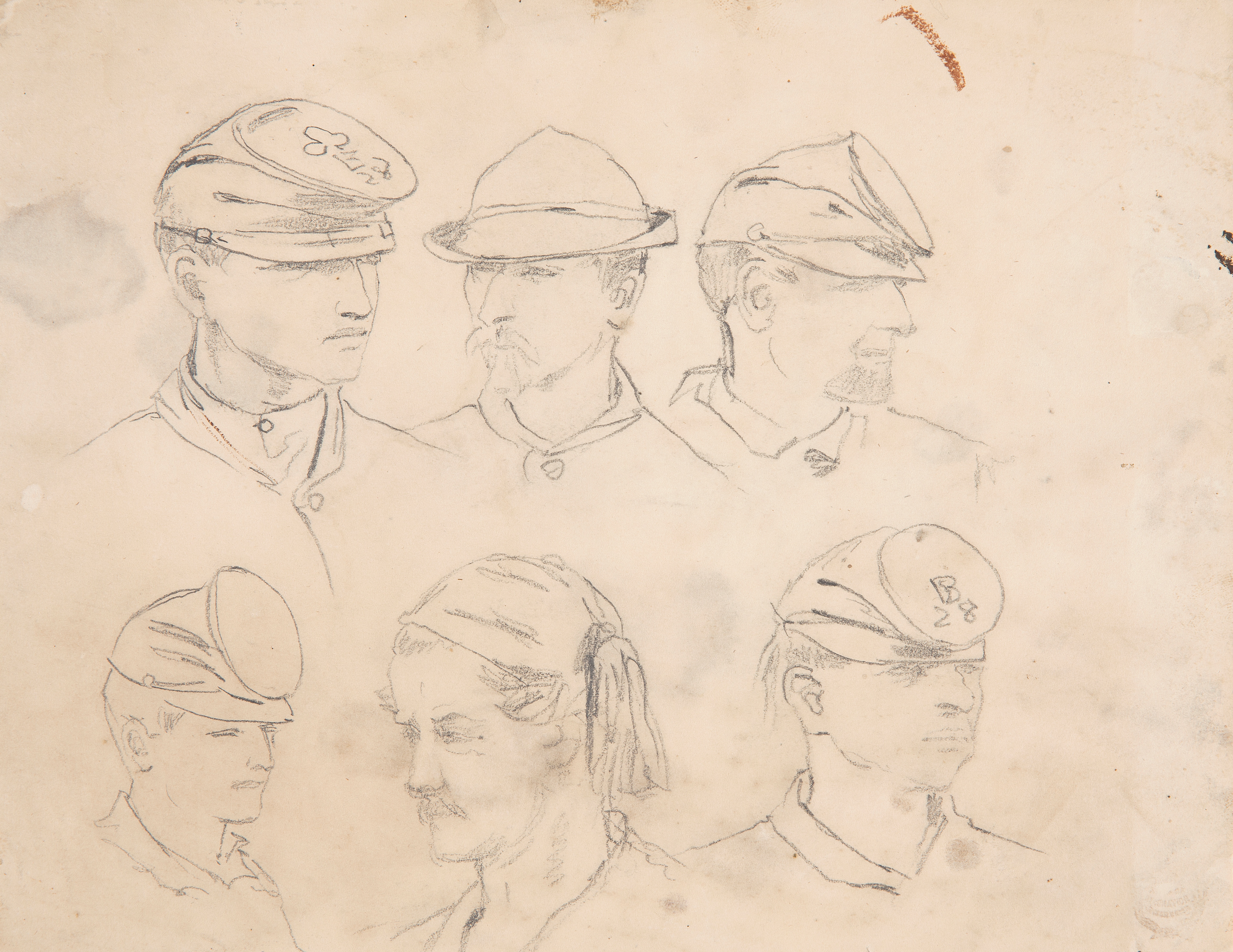 《士兵头部的六项研究》（six studies of soldiers heads）｜温斯洛·霍默 Winslow Homer｜1864