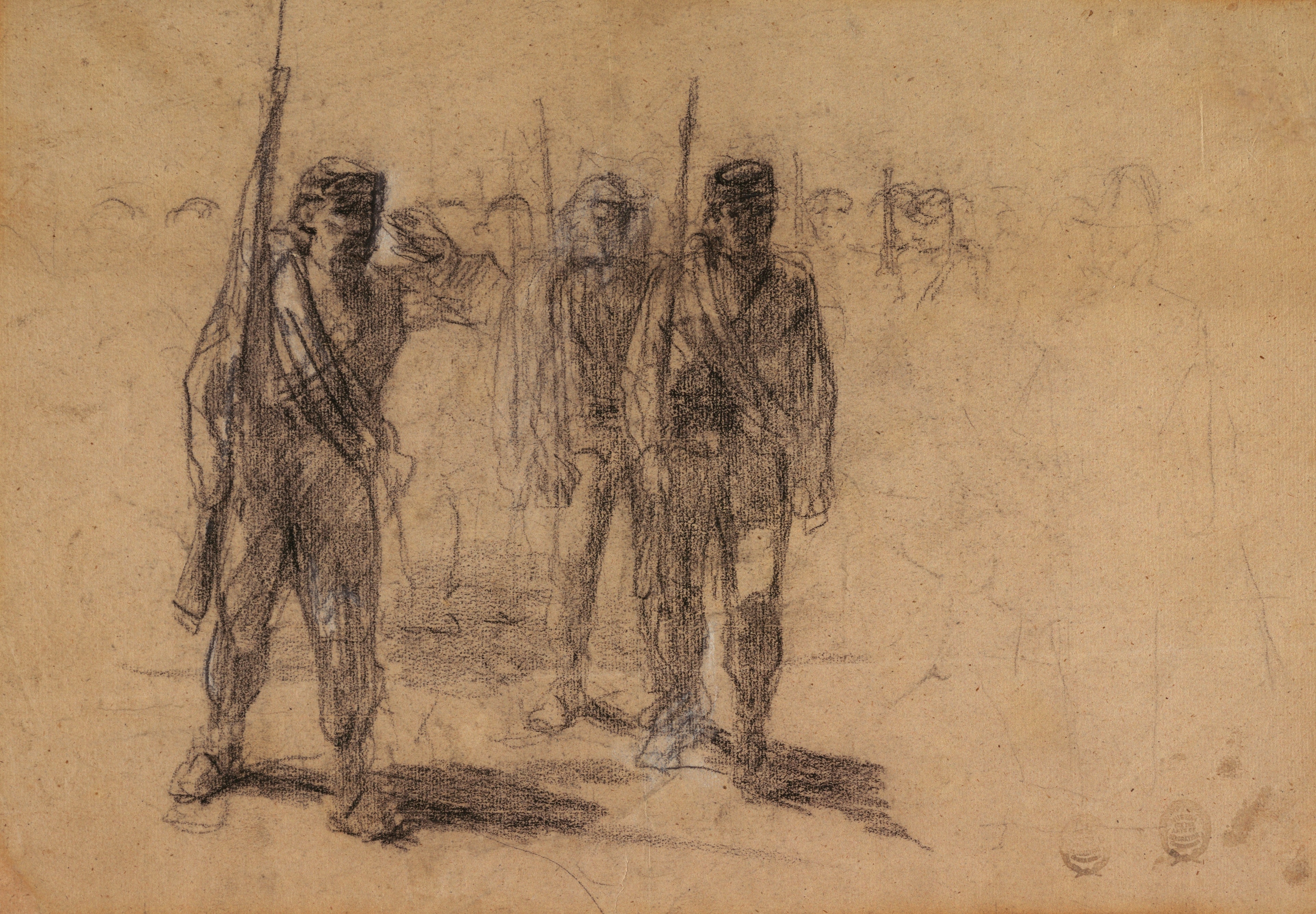 《士兵操练》（soldiers drilling）｜温斯洛·霍默 Winslow Homer｜约1864