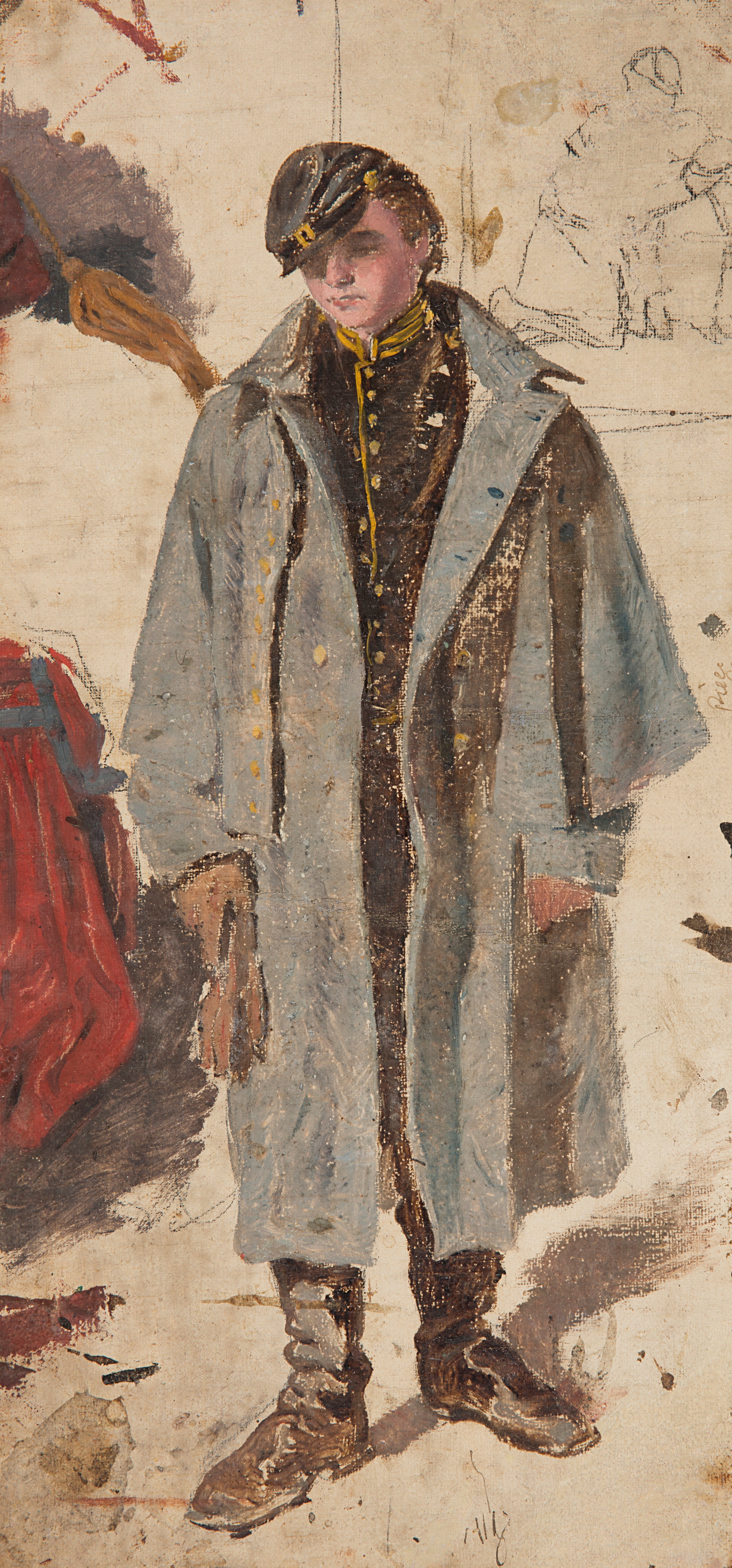 《年轻士兵素描：一名士兵给受伤同伴送水》（young soldier sketch of a soldier giving water to a wounded companion）｜温斯洛·霍默 Winslow Homer｜约1864
