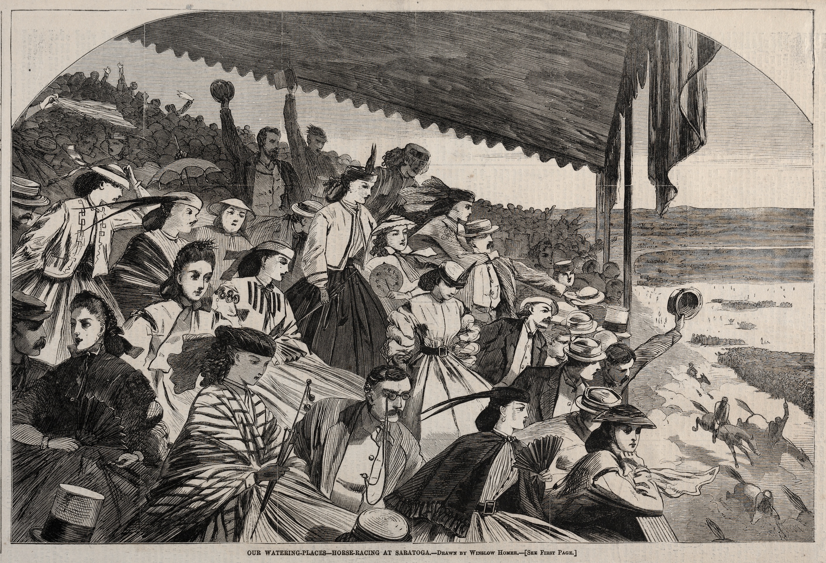 《我们的饮水场 萨拉托加赛马》（our watering places horse racing at saratoga）｜温斯洛·霍默 Winslow Homer｜1865