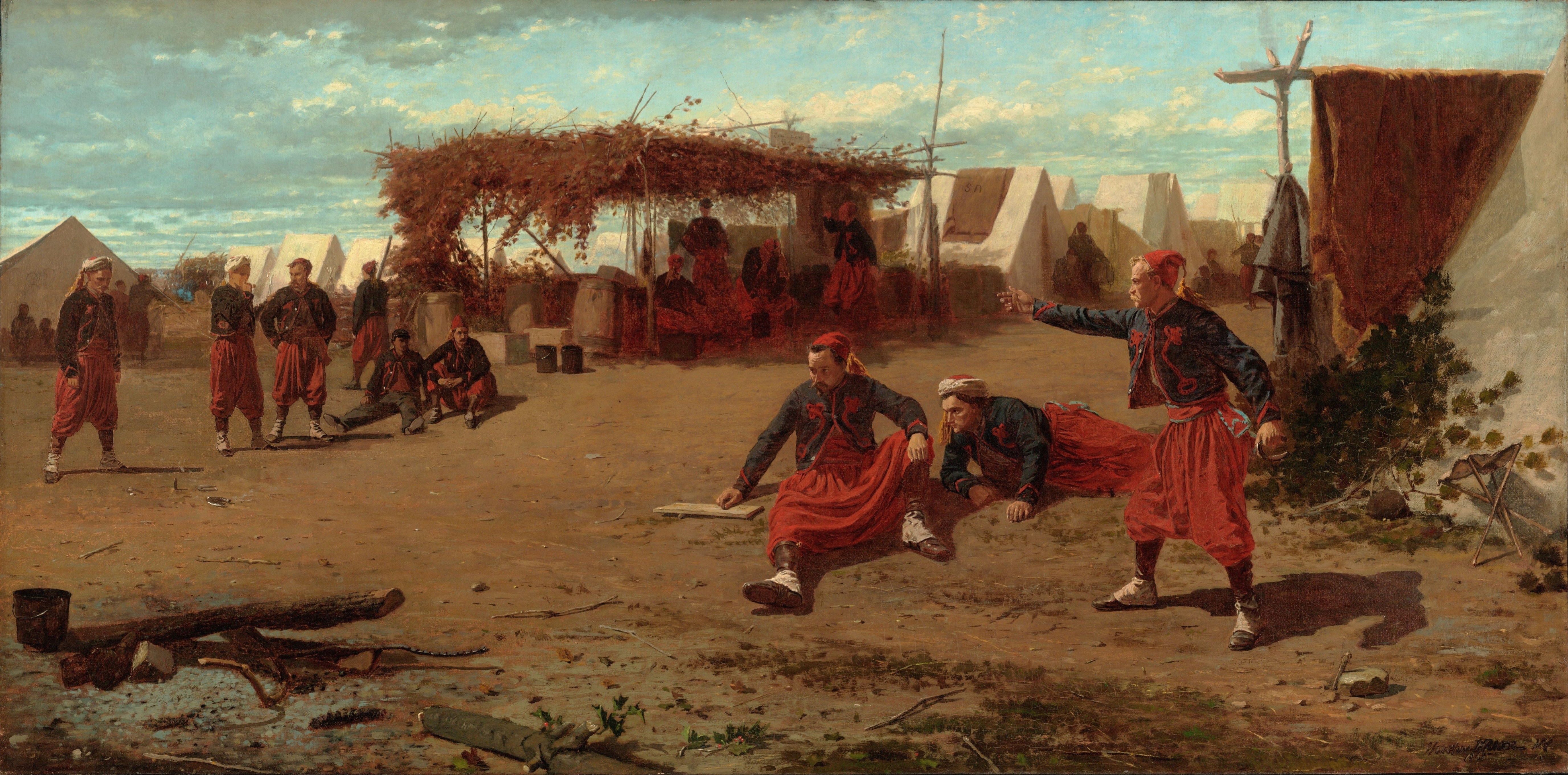 《投球圈》（pitching quoits）｜温斯洛·霍默 Winslow Homer｜1865