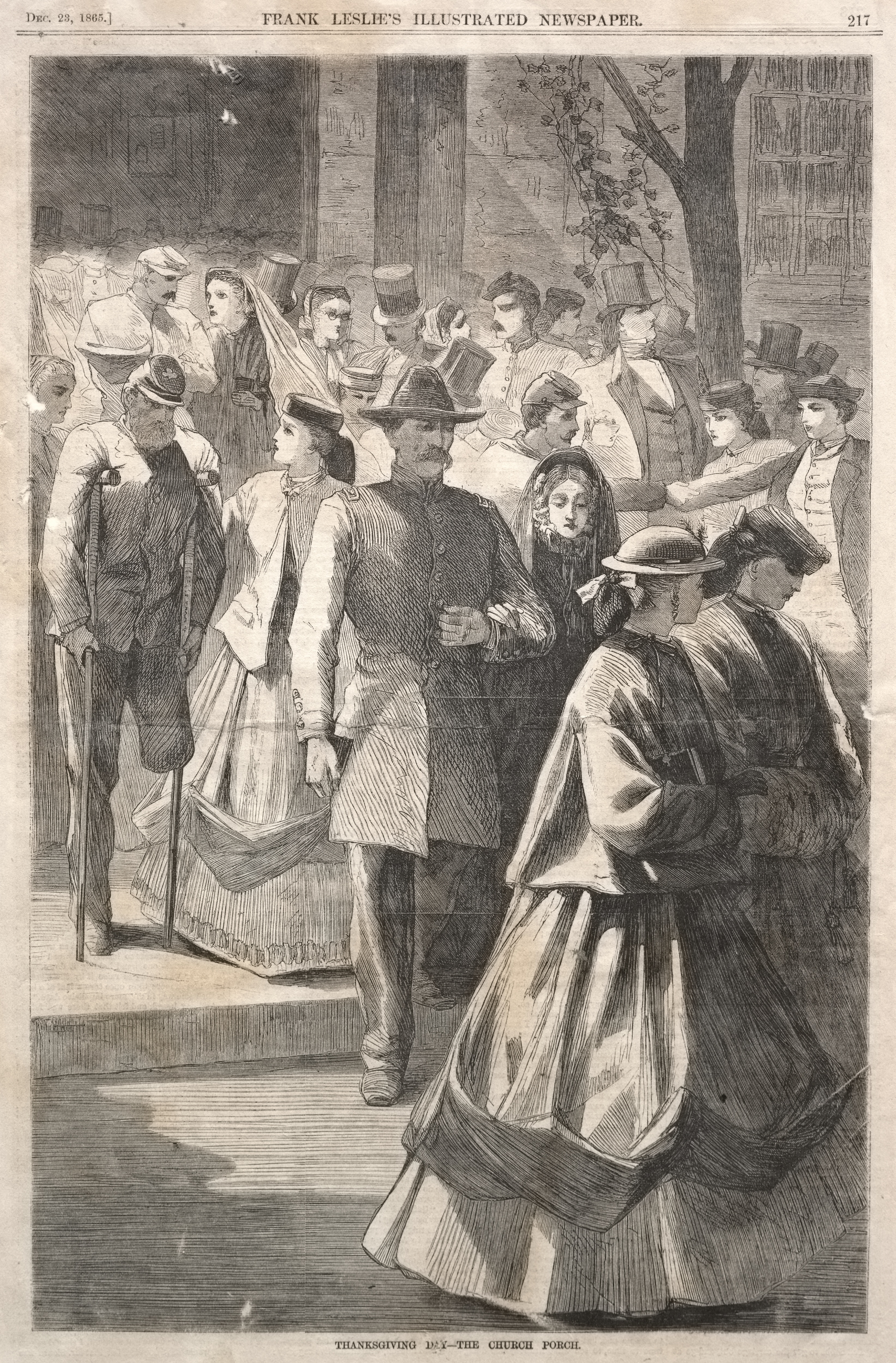 《感恩节教堂门廊》（thanksgiving day the church porch）｜温斯洛·霍默 Winslow Homer｜1865