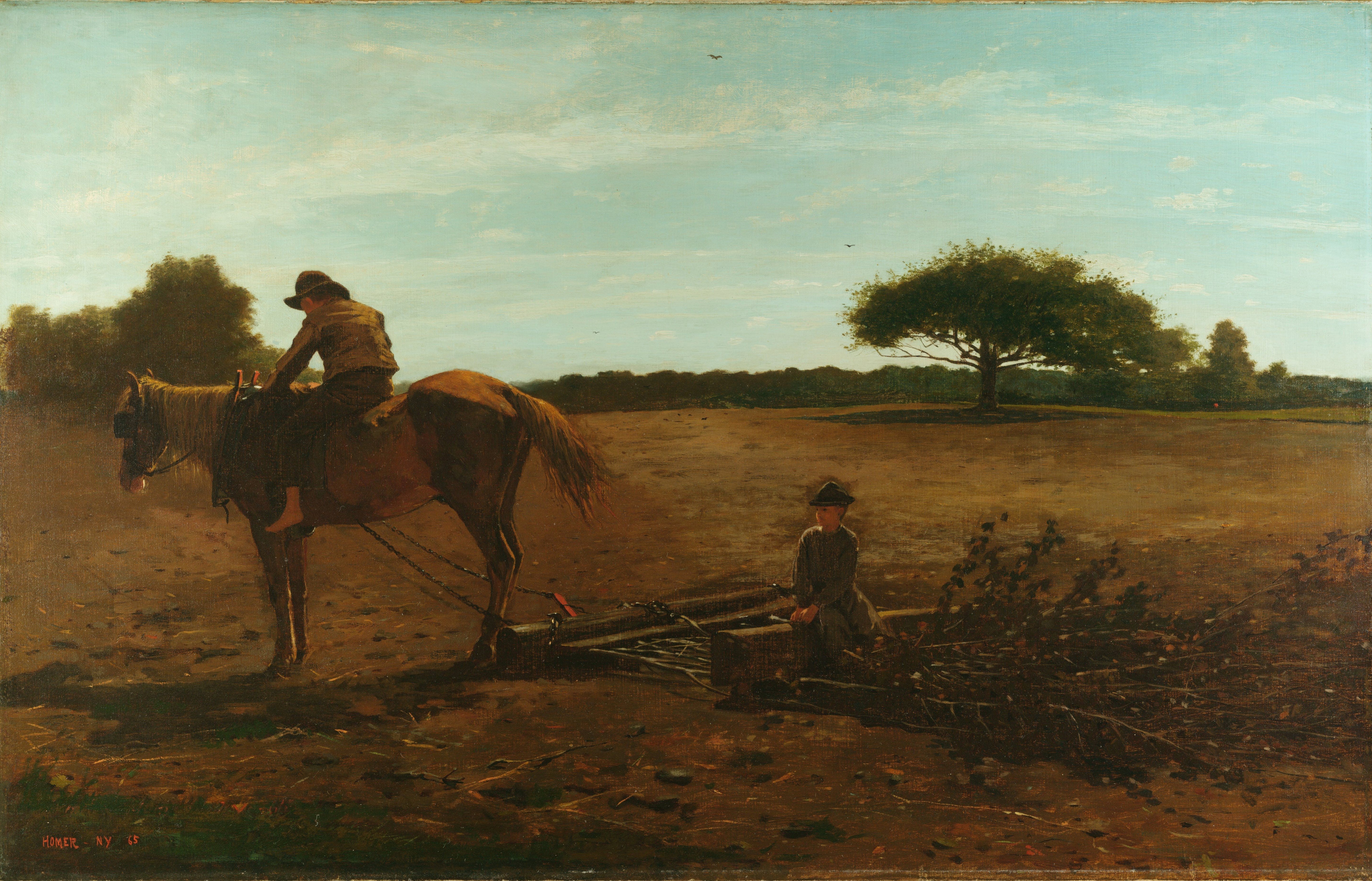 《刷耙春天的时候》（the brush harrow spring time）｜温斯洛·霍默 Winslow Homer｜1865