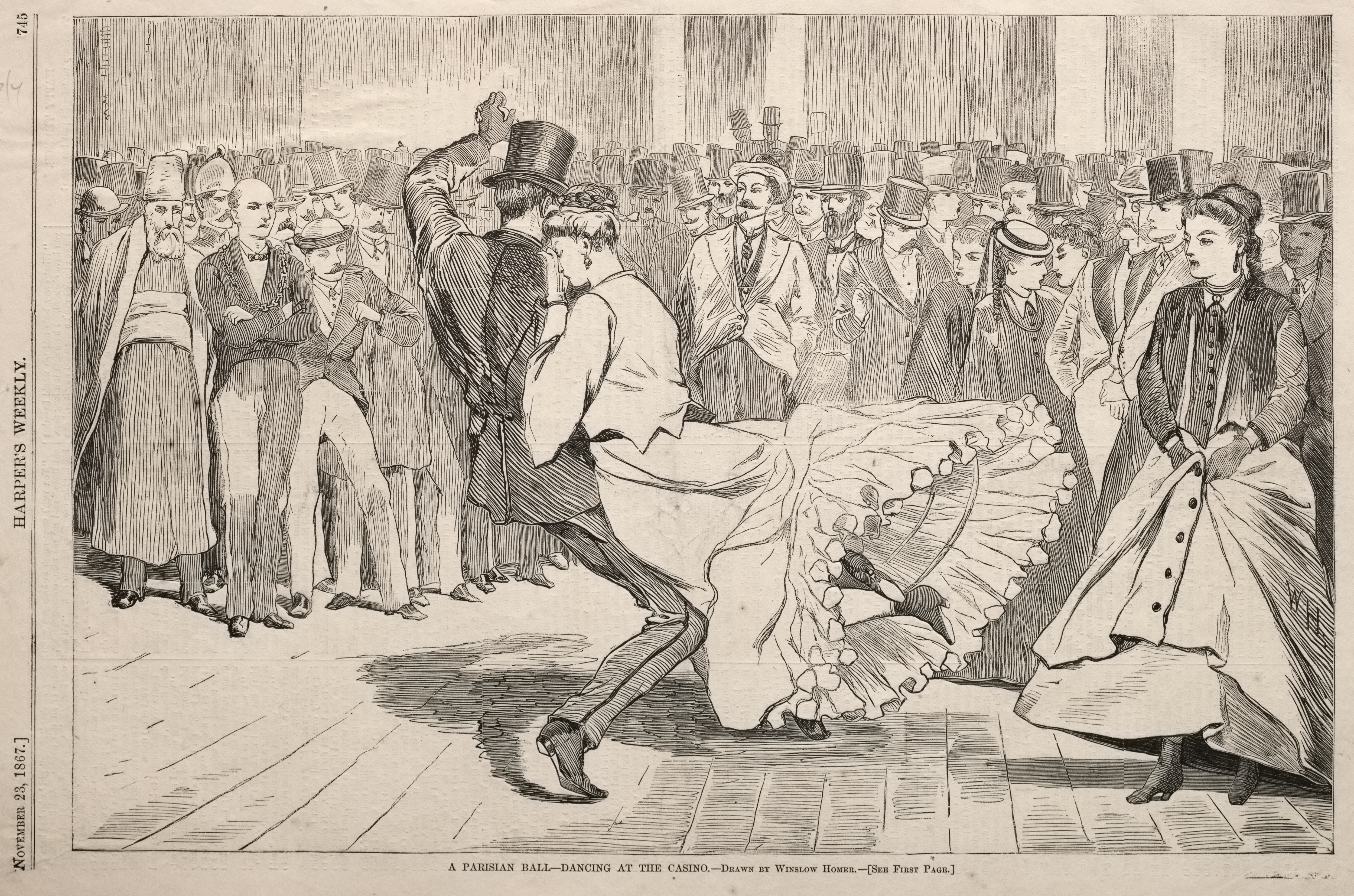 《在赌场跳舞的巴黎舞会》（a parisian ball dancing at the casino）｜温斯洛·霍默 Winslow Homer｜1867