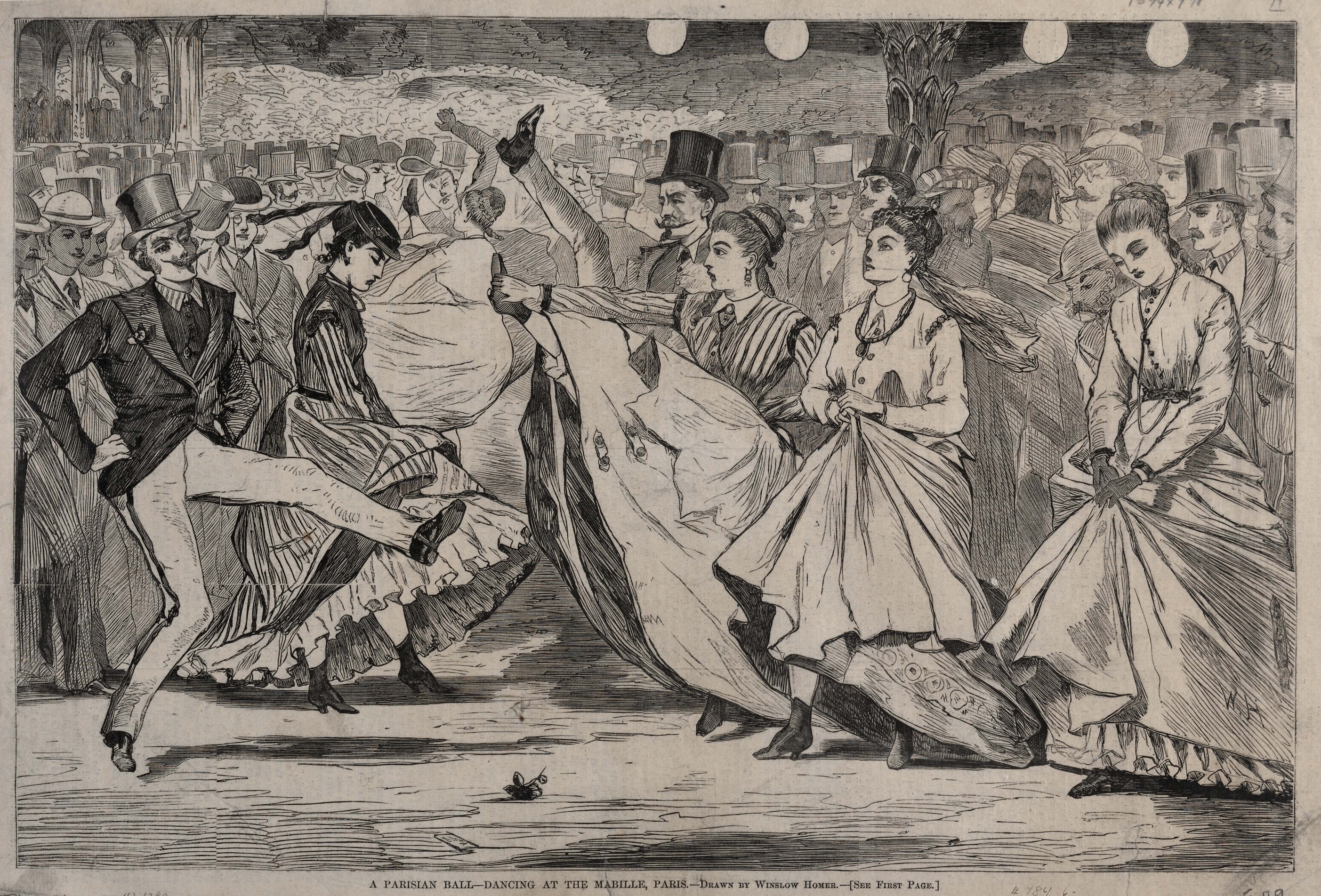 《在巴黎马比尔舞厅跳舞的巴黎舞会》（a parisian ball dancing at the mabille paris）｜温斯洛·霍默 Winslow Homer｜1867