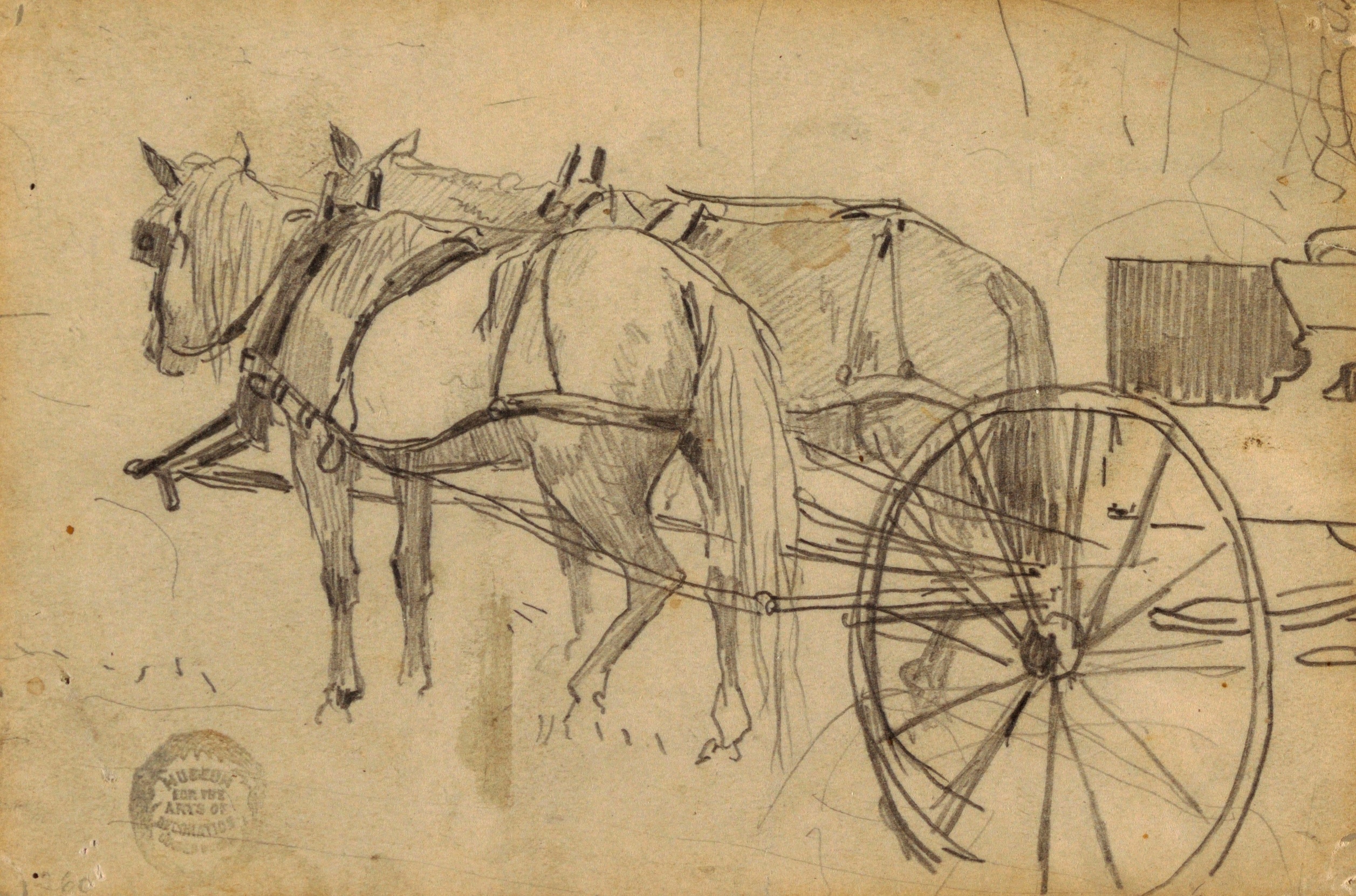 《马匹和马车 野餐之旅》（horses and wagon the picnic excursion）｜温斯洛·霍默 Winslow Homer｜1868