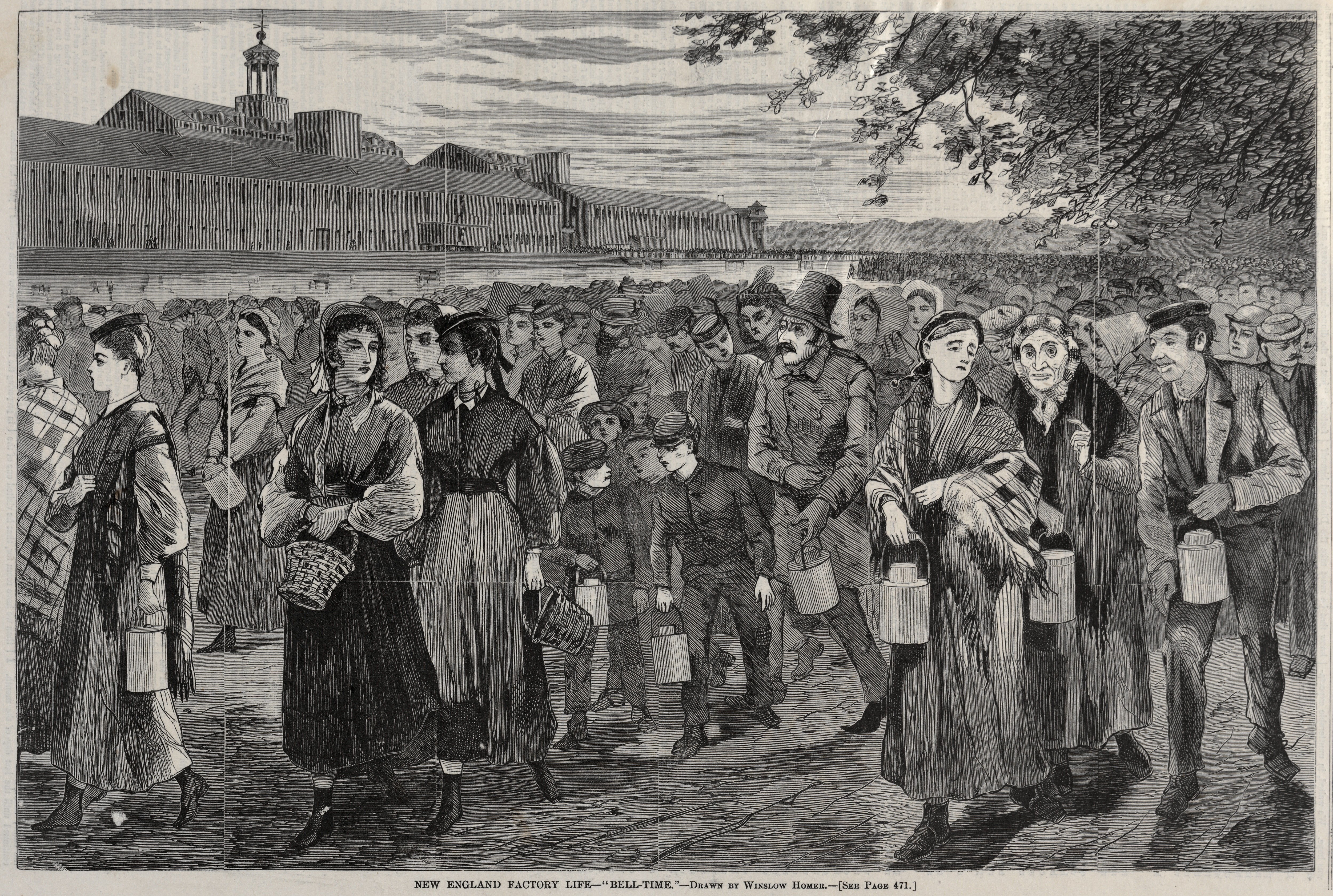 《新英格兰工厂生活钟声响起》（new england factory life bell time）｜温斯洛·霍默 Winslow Homer｜1868