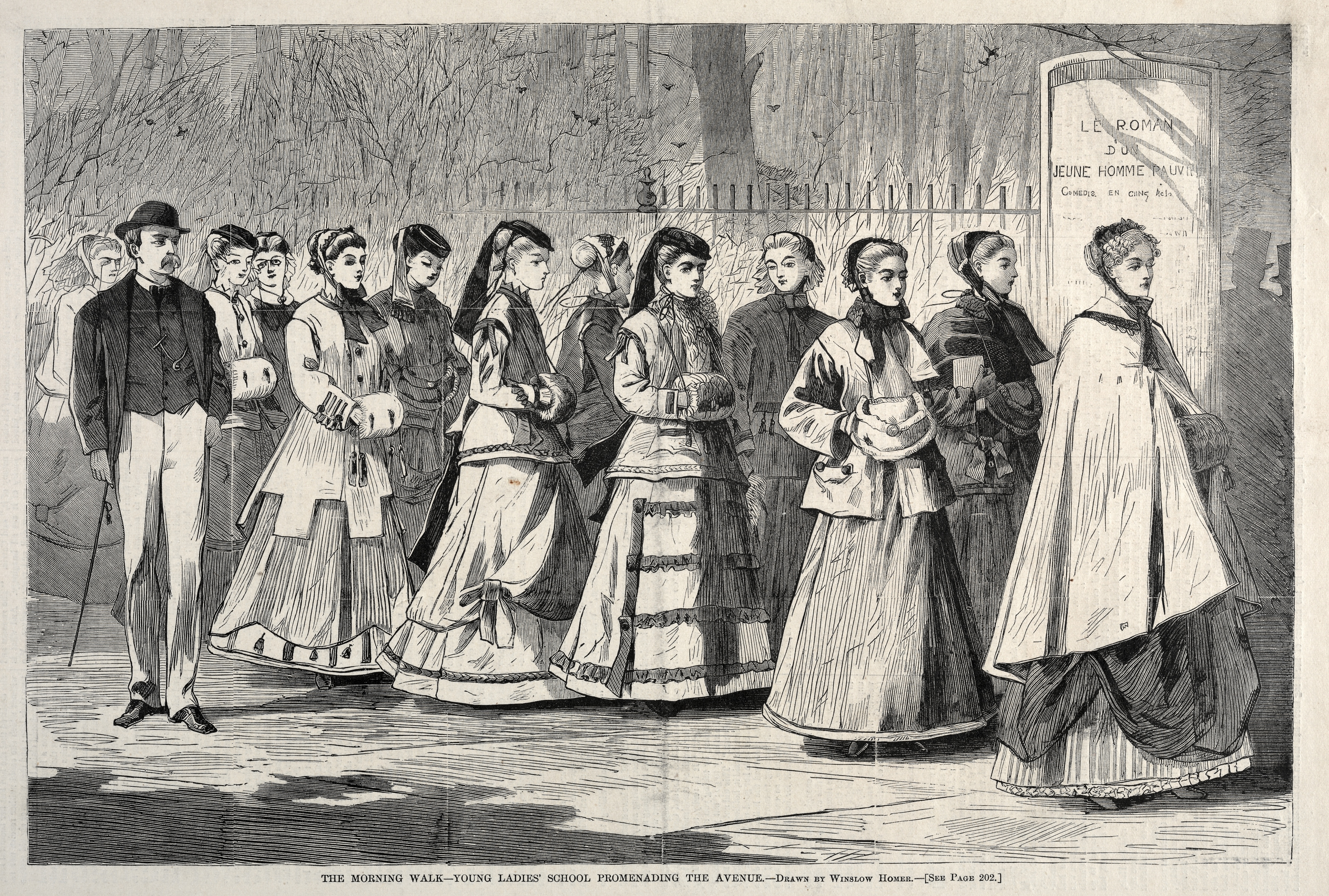 《早上在年轻女子学校漫步大道》（the morning walk young ladies school promenading the avenue）｜温斯洛·霍默 Winslow Homer｜1868