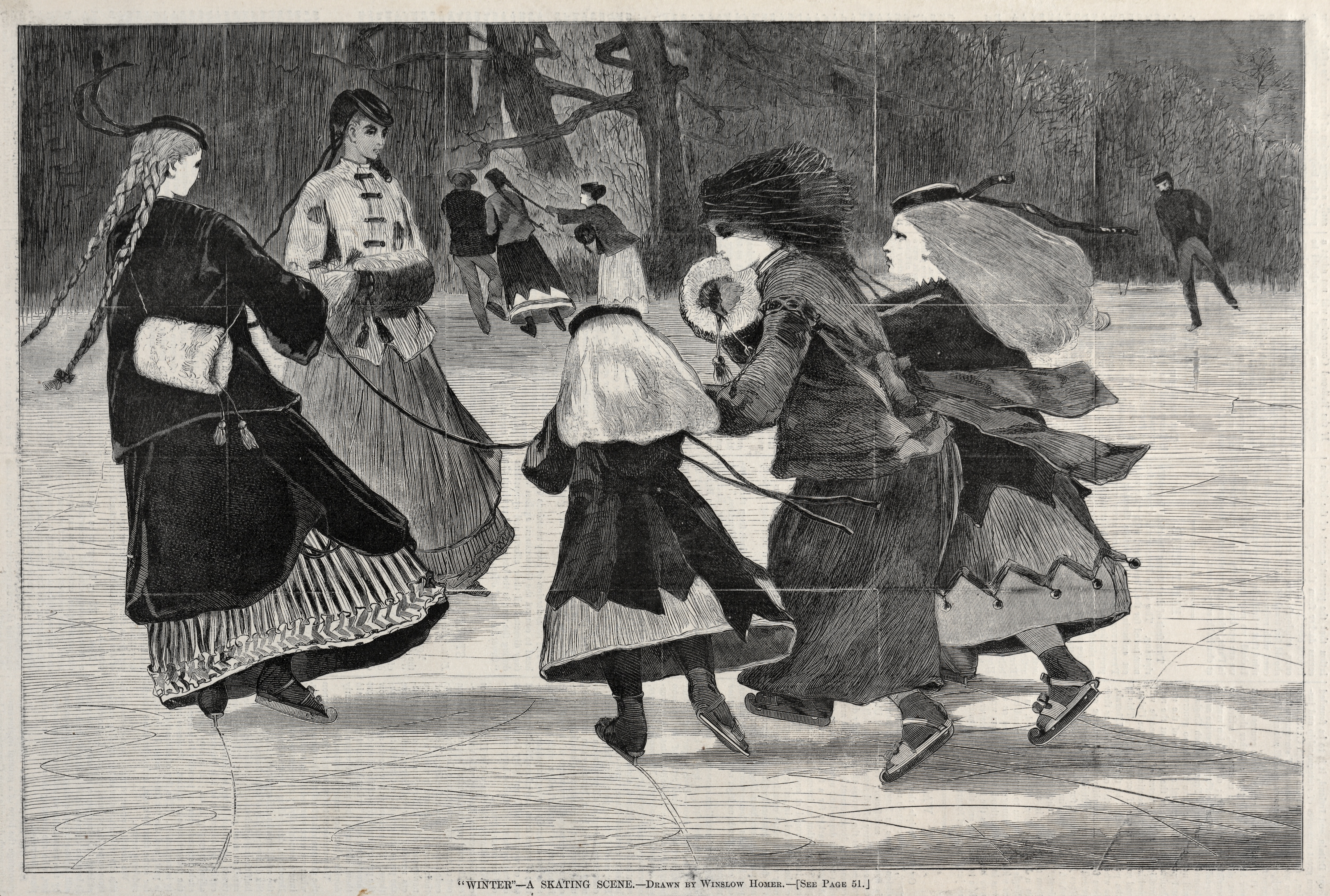 《冬天滑冰的场景》（winter a skating scene）｜温斯洛·霍默 Winslow Homer｜1868